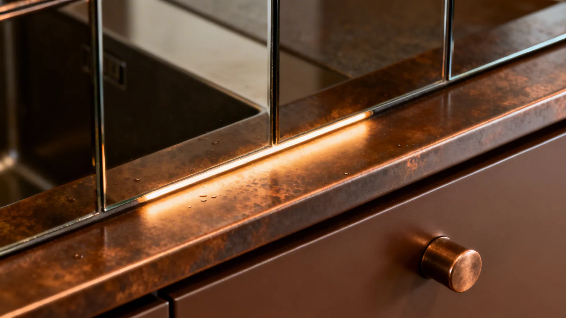 Warm Metallic Pairings: Bronze, Smoked Mirror, and LED
