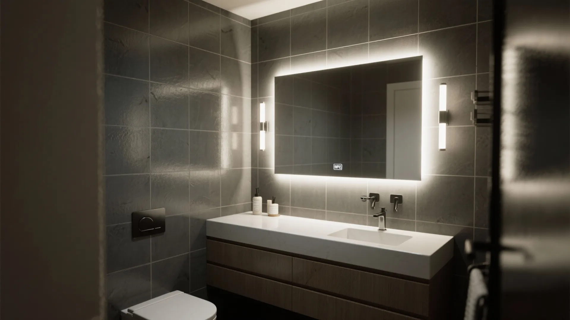 Smoked Tile and Soft-Glow Lighting