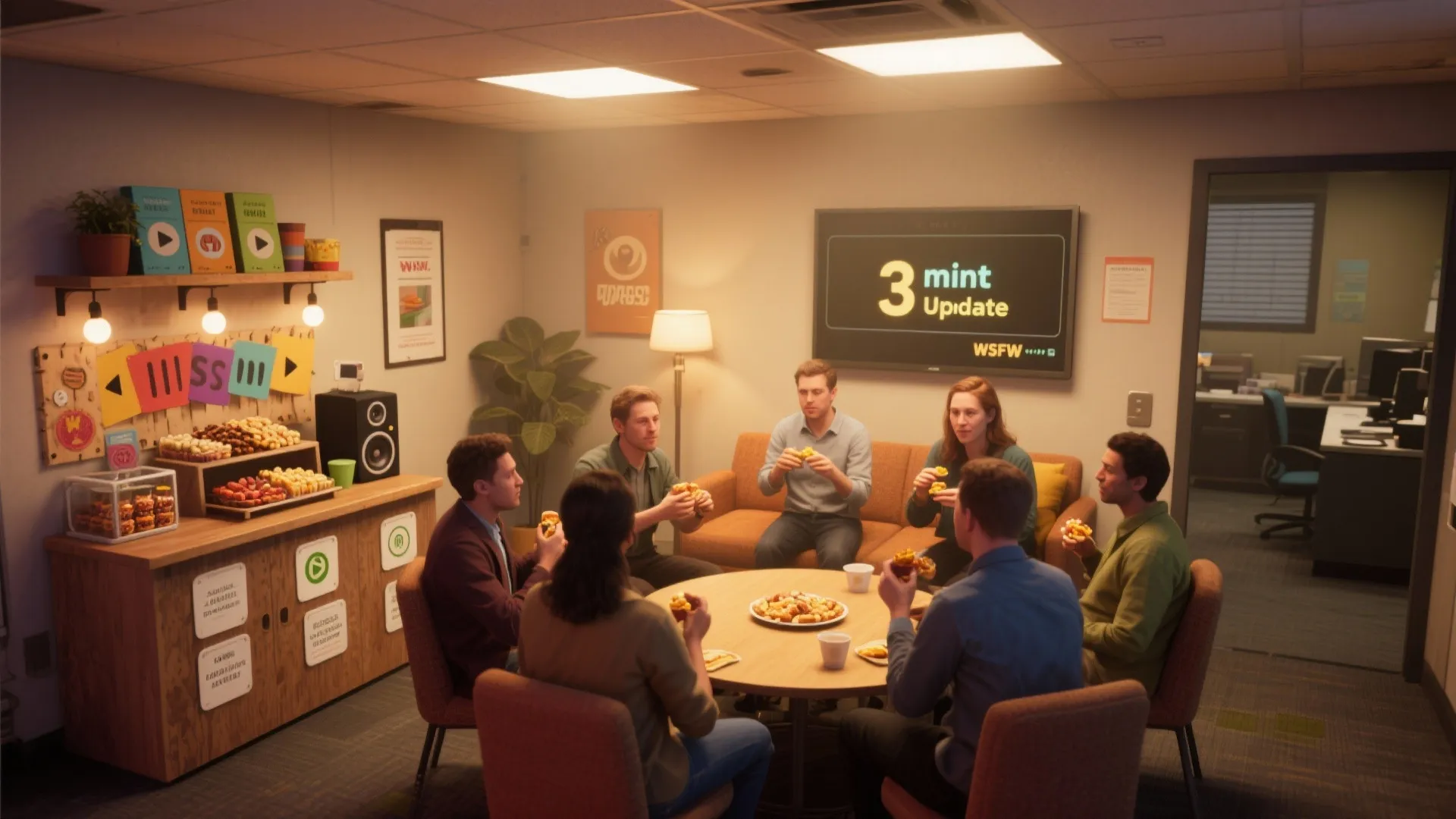 4. Themed meeting rituals and snack stations