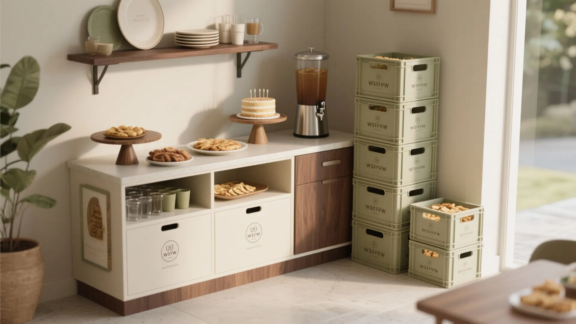 Snack-and-sip stations that double as decor