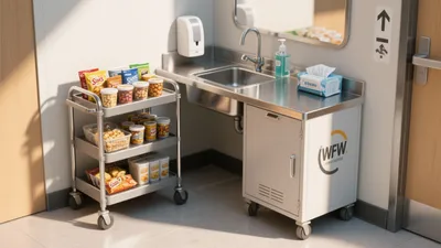 Mobile Kitchen Cart & Stainless Sink Station for Efficient Service