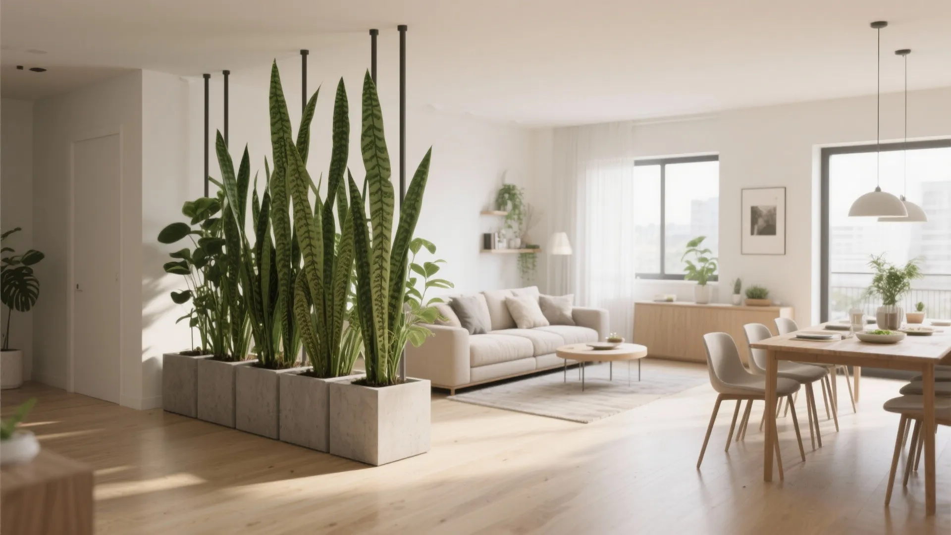 3. Snake Plants as Space Dividers