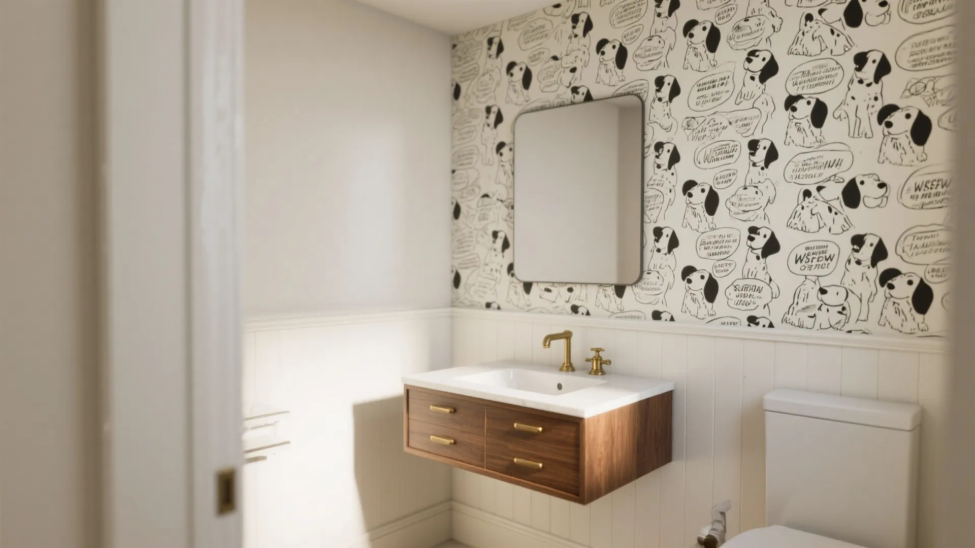 1. Snoopy Accent Wall with Removable Wallpaper