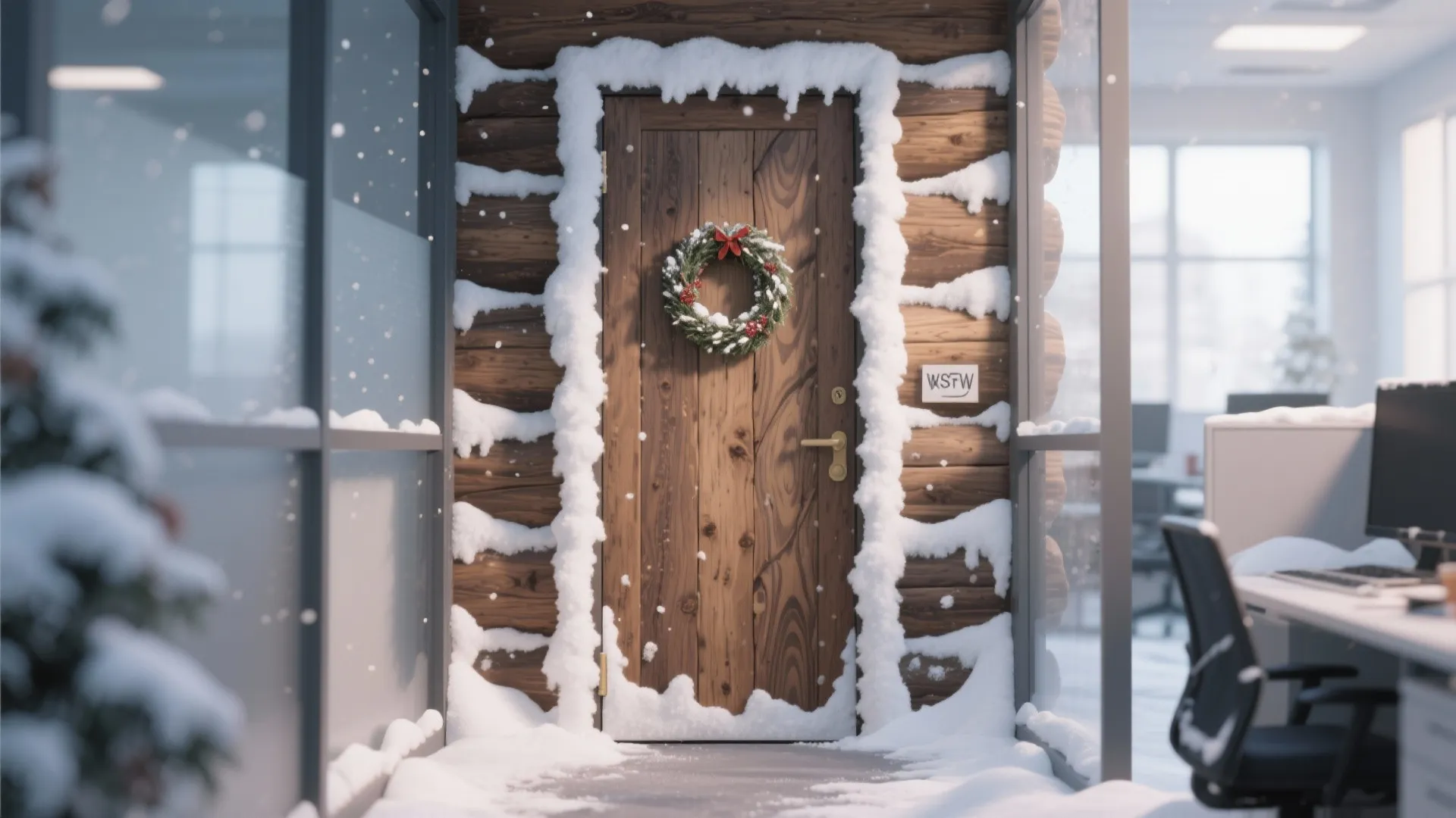 2. Snowy Office Cabin