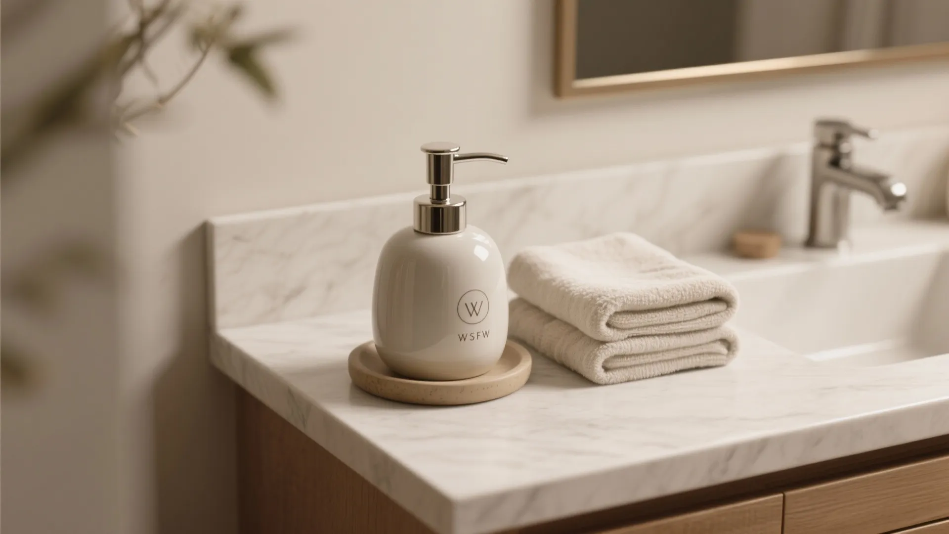 4. Functional Styling: Soap Dispensers and Hand Towels as Decor