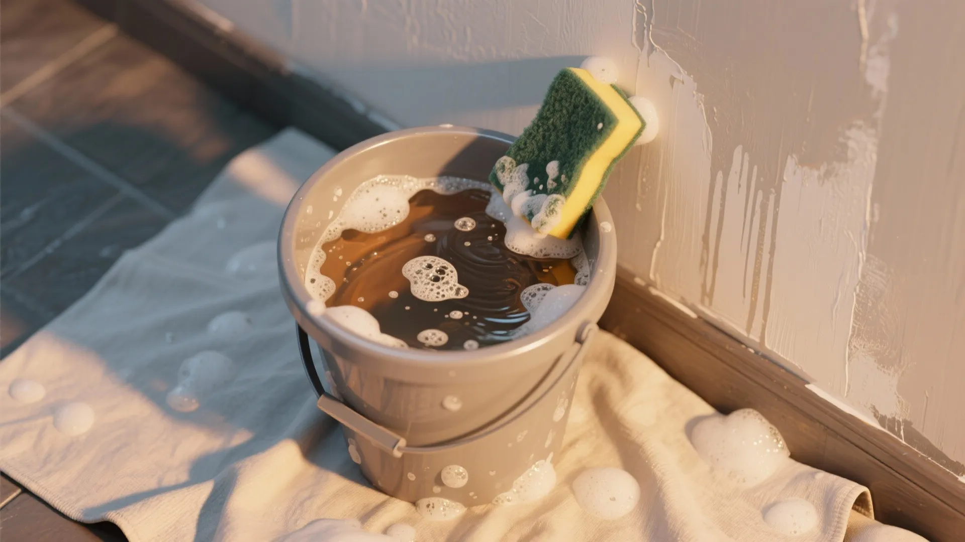 2. Warm soapy water for general grime