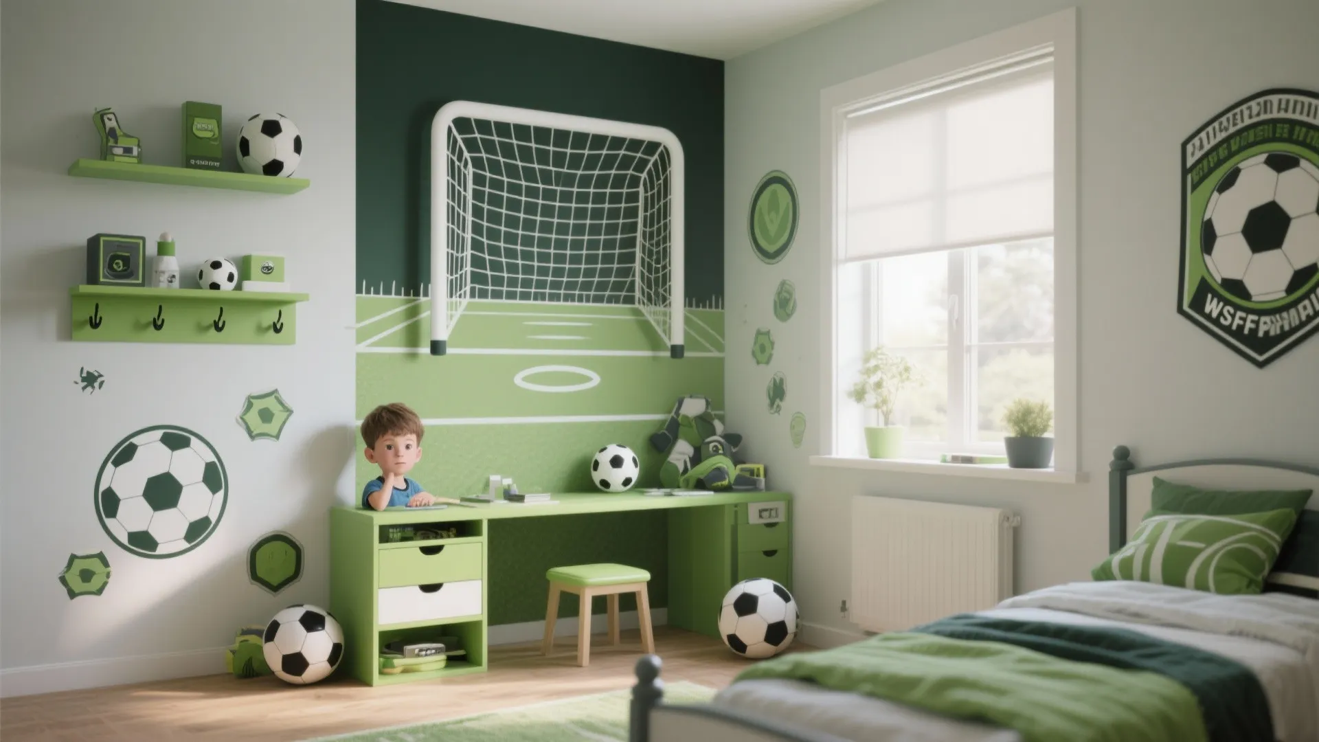 Sports-themed focal wall