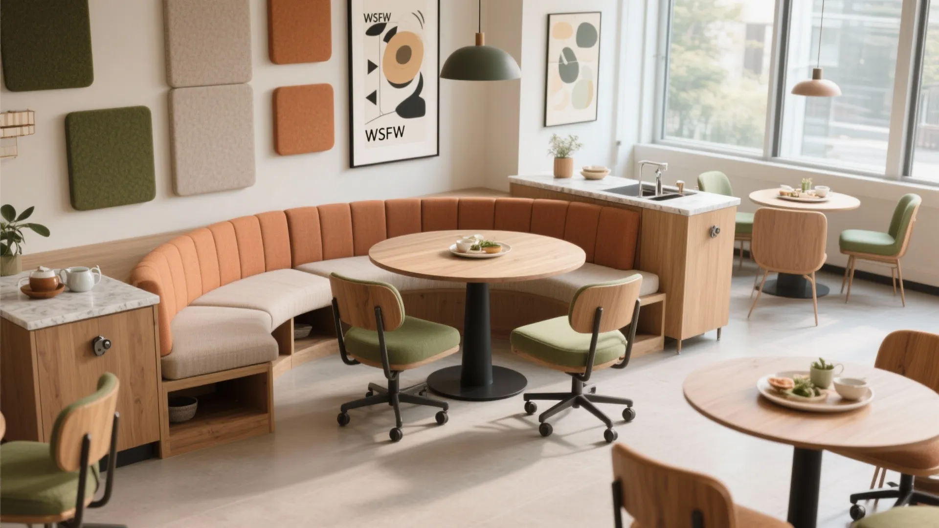 Social lounges and dining nooks for connection