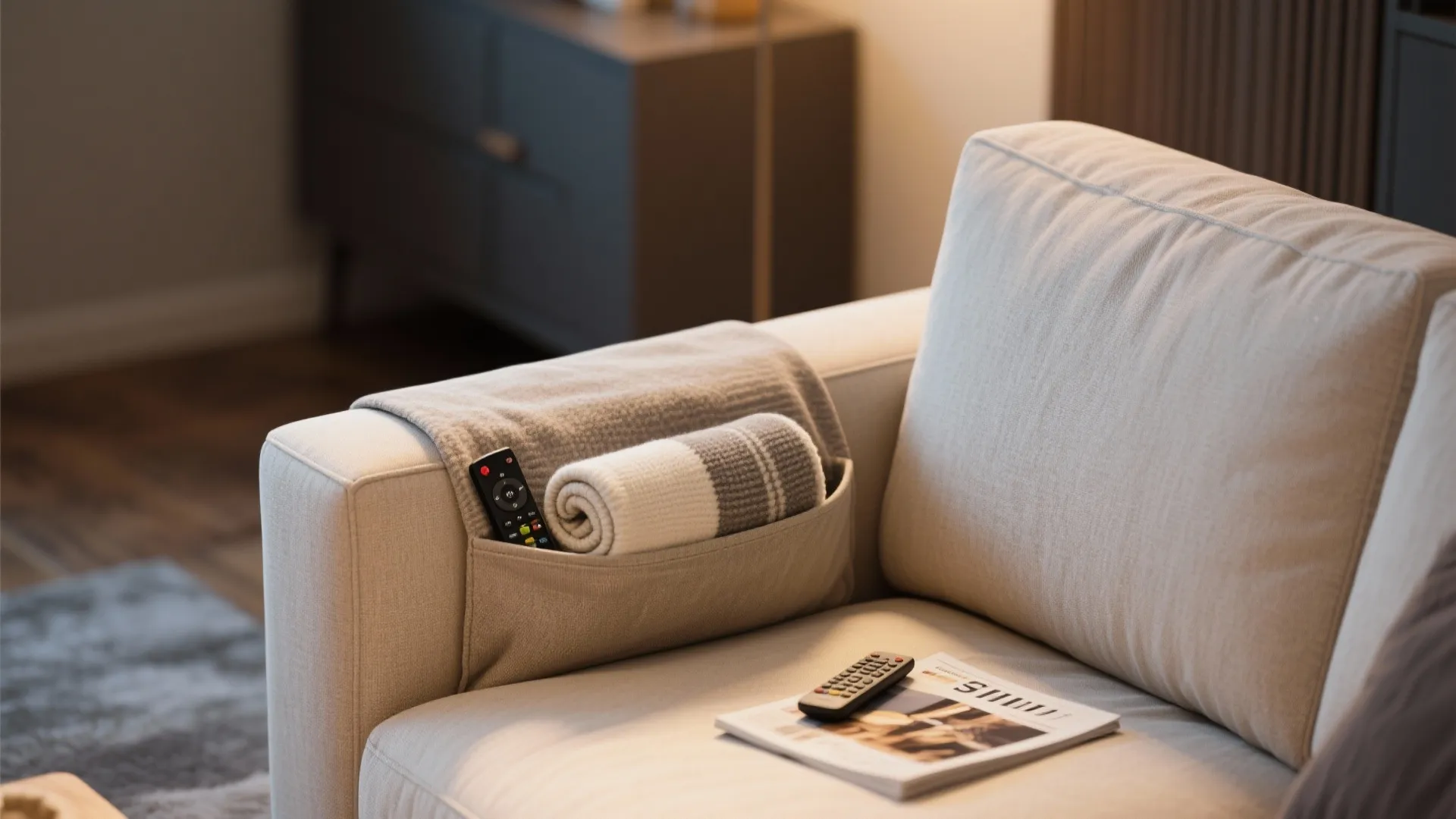 9. Over-the-Arm Sofa Storage Pocket