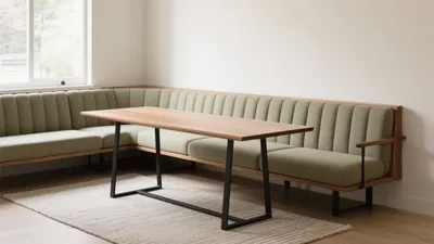 Modern Corner Bench Dining Area with Wood Table