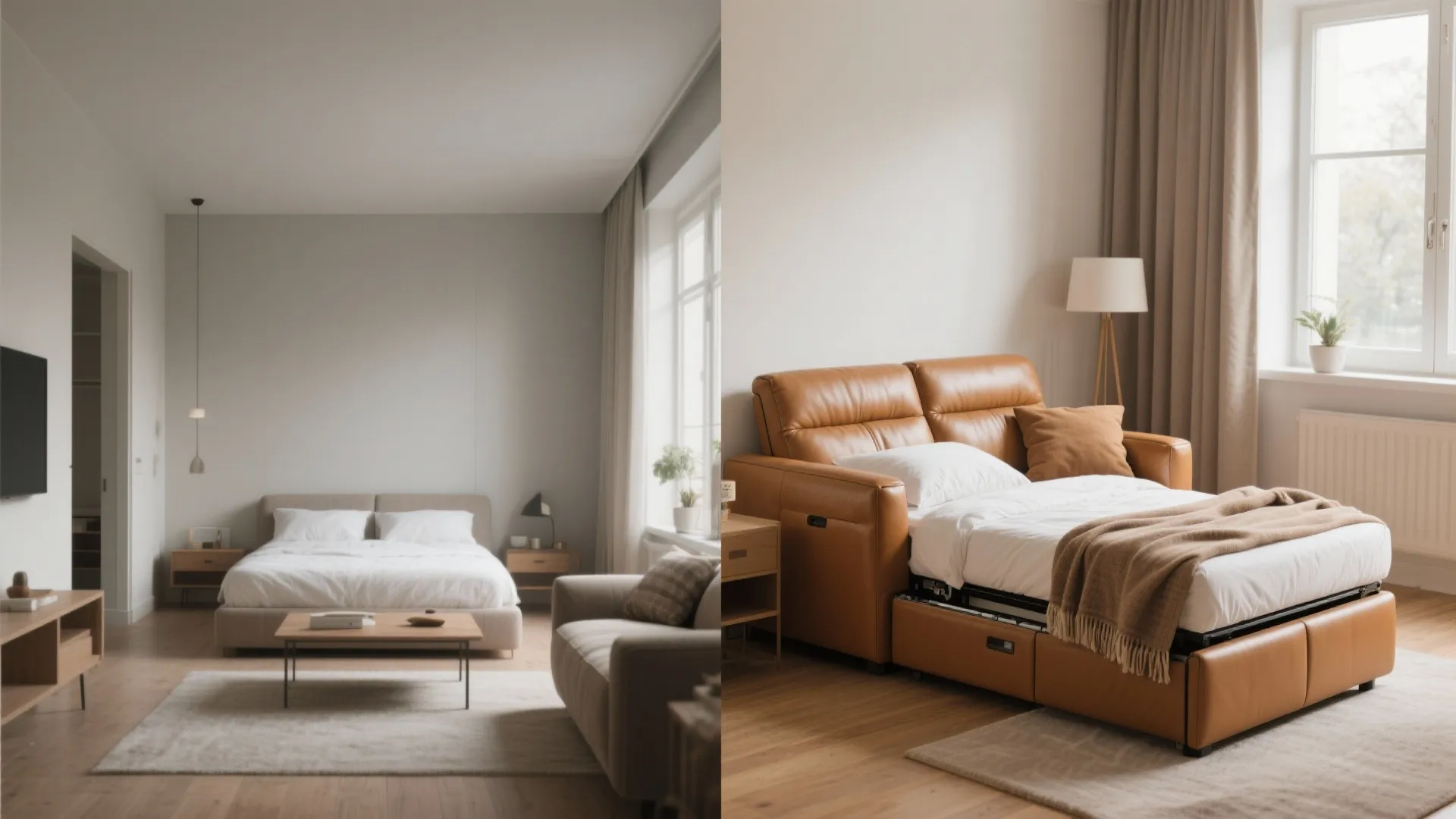 4. Compact sofa-bed in leather
