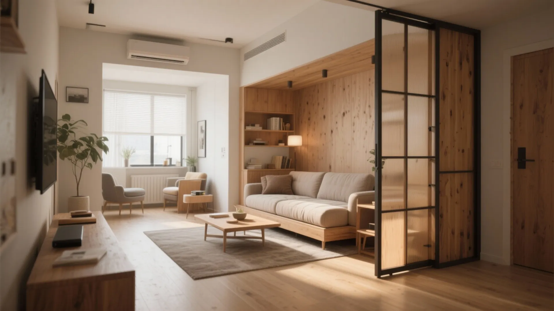 Convertible Sofa-Bed with Partition Screen