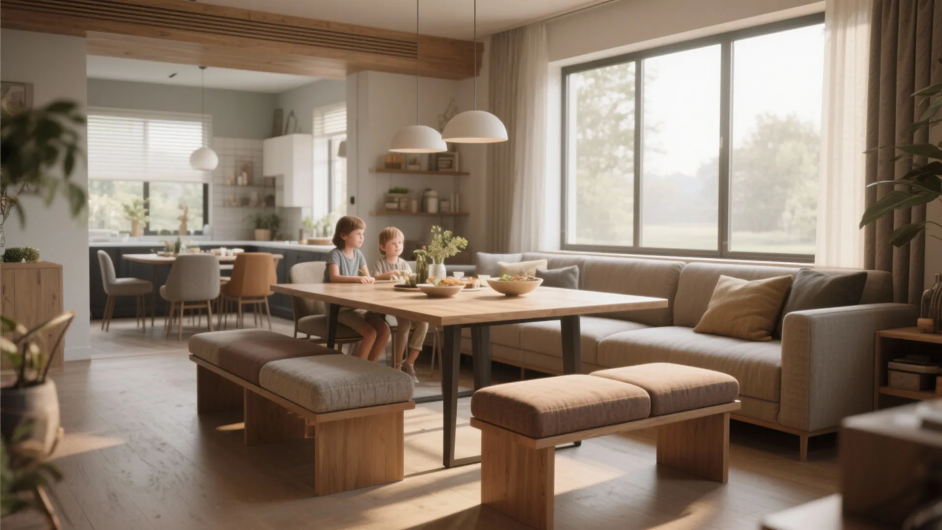 6. Mix-and-Match — Sofa Plus Benches