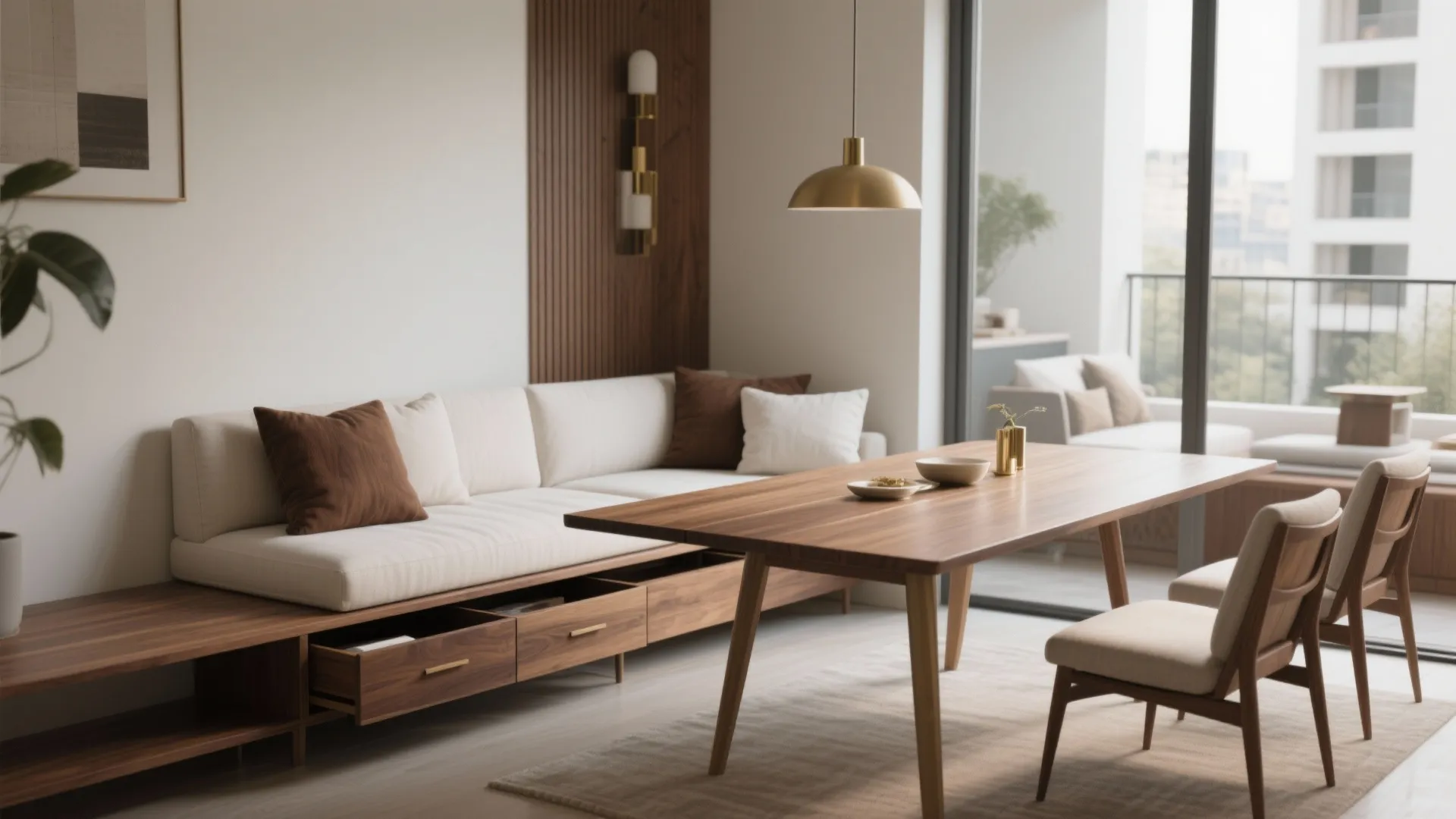 Sofa-Bench Combo with an Extendable Table