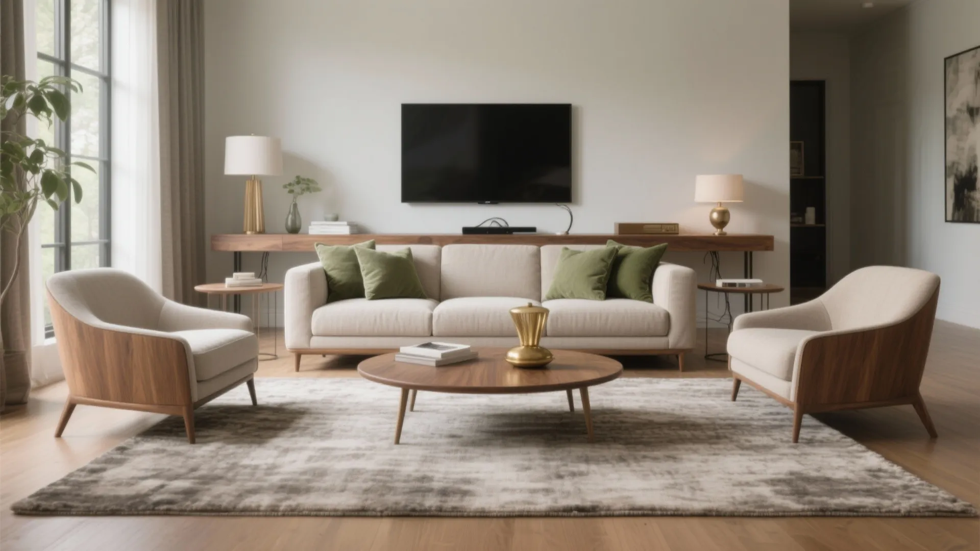 2) The power combo: tailored sofa + two accent chairs