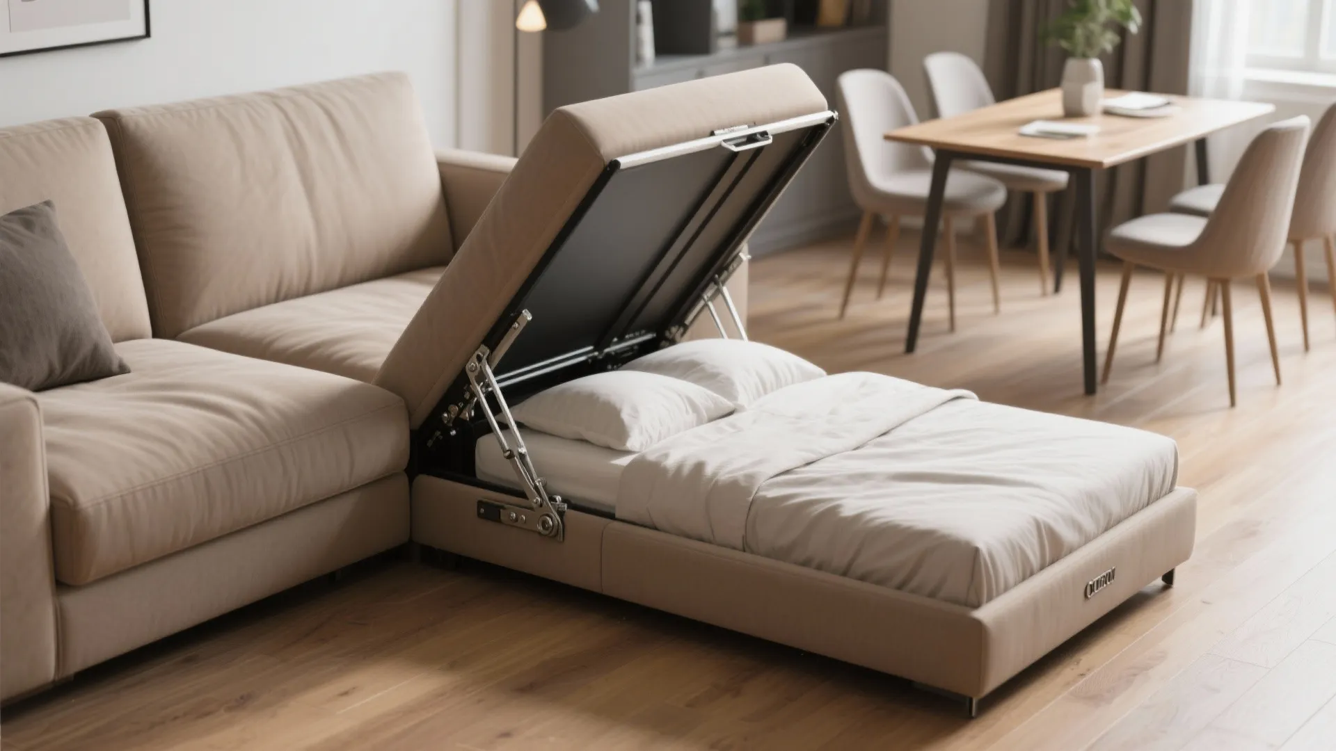 1. Flexible Living: Sofa that Converts into Dining & Guest Bed