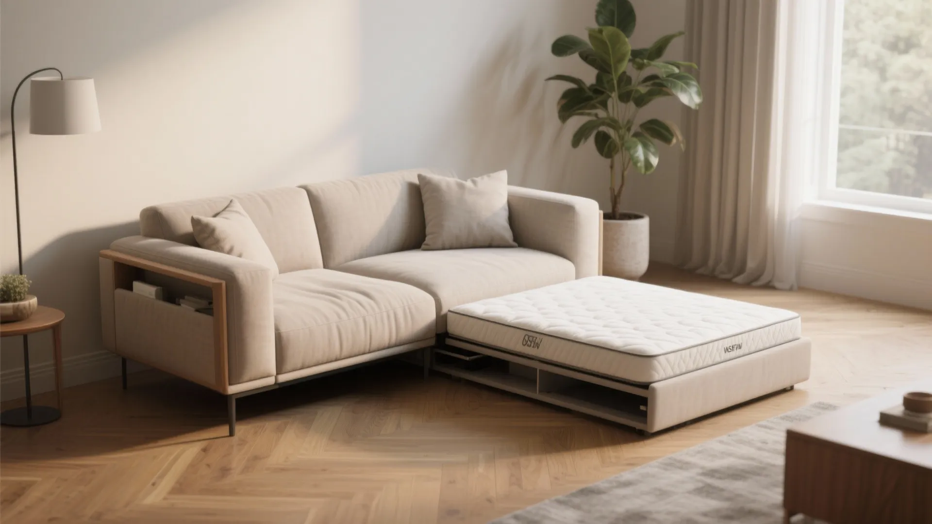 2. Sofa-daybed with slim arms and hidden storage