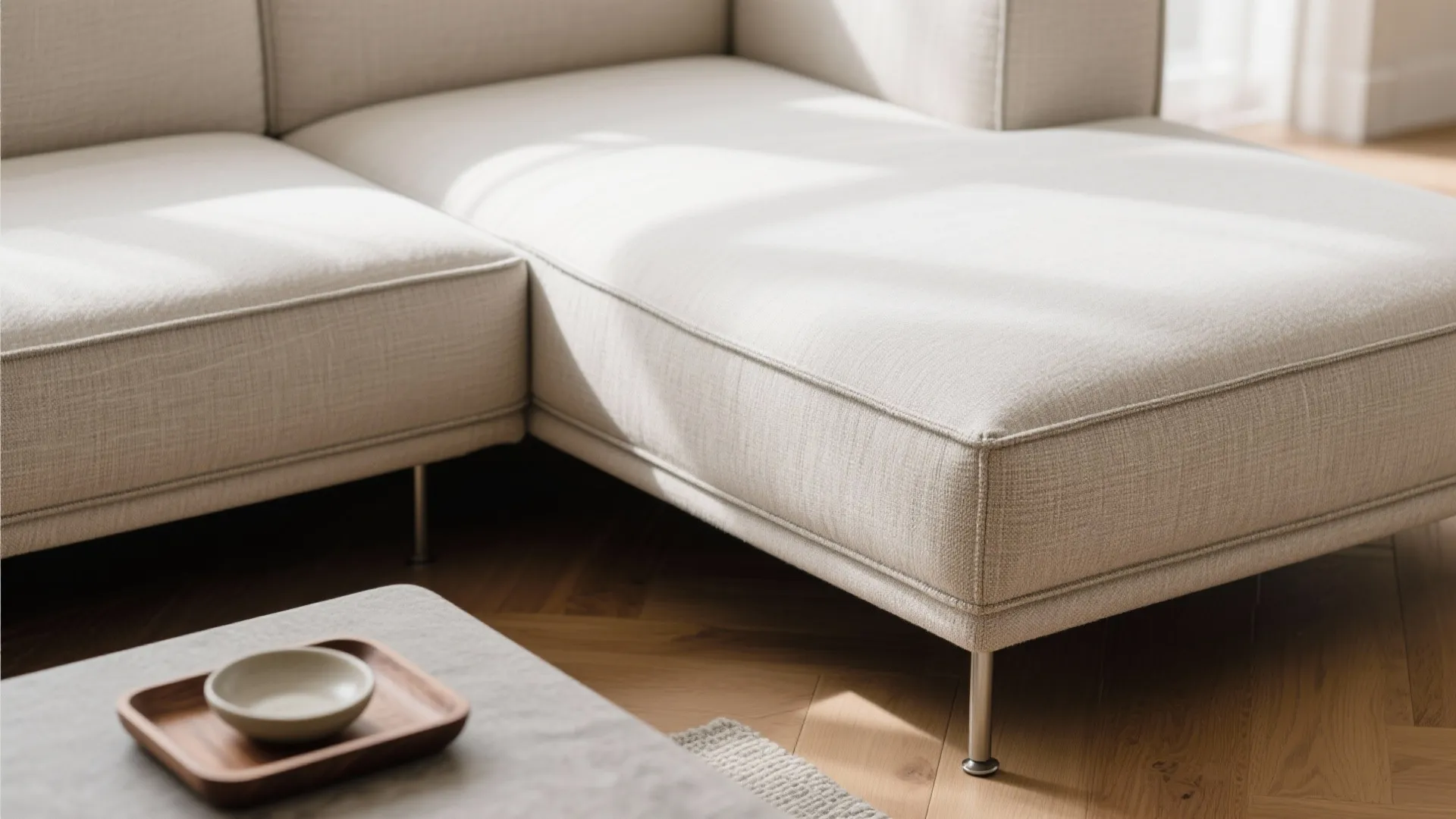 Flexible modular sofas with add‑on ottomans