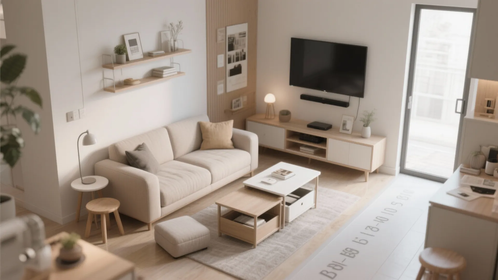 4) Sofa-First Layout + Multipurpose Pieces