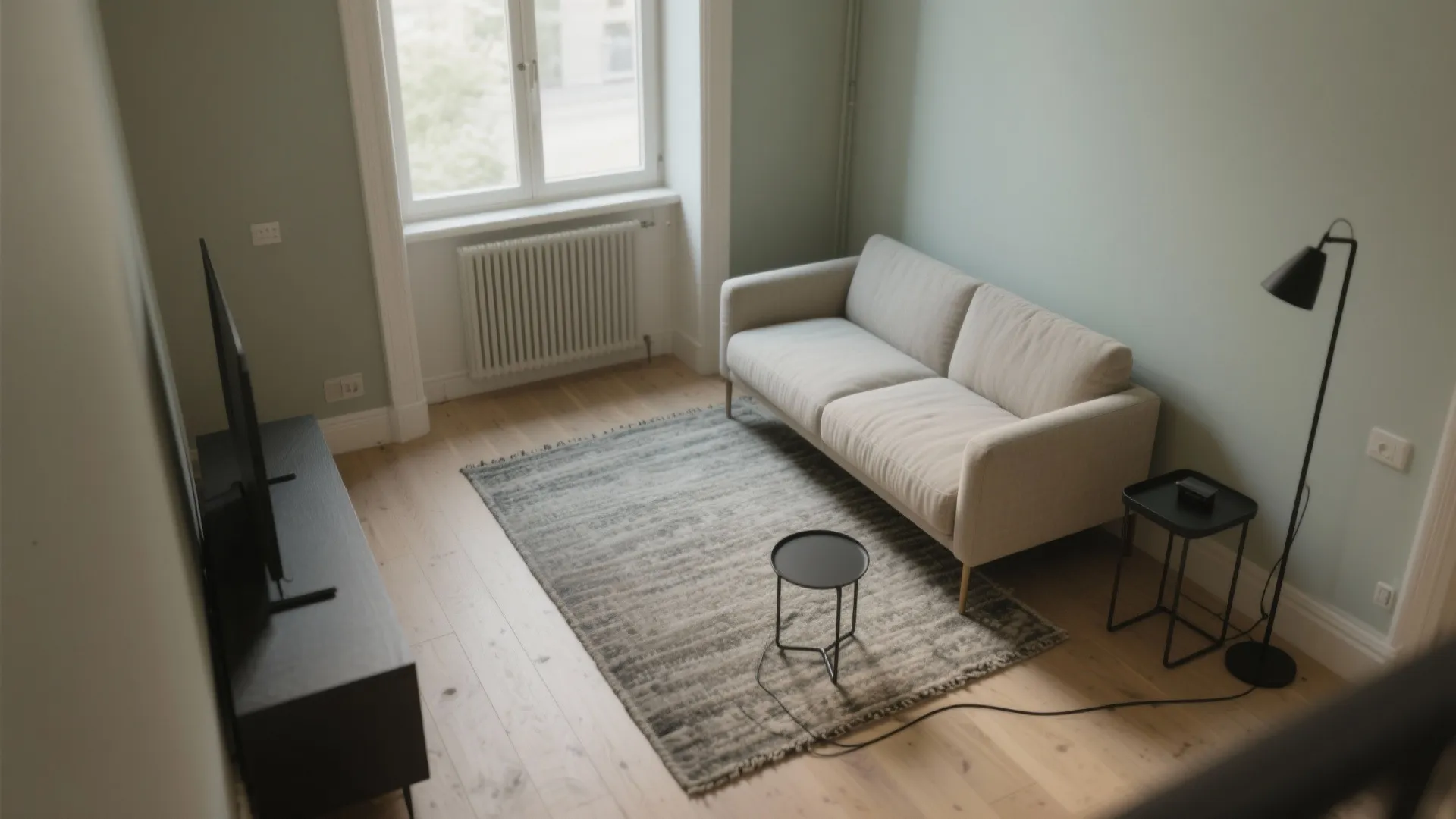 1) Float the sofa to create real pathways