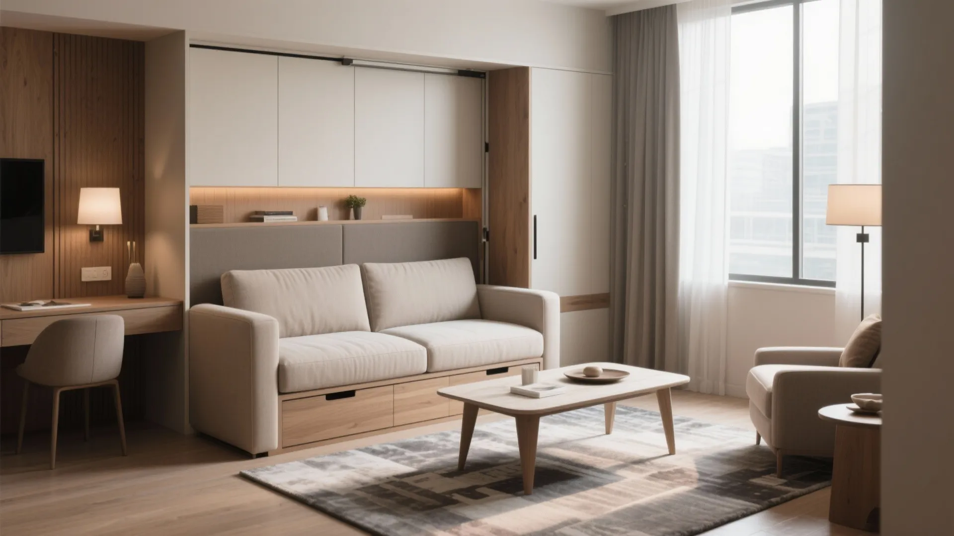 Wall Bed with Sofa Front for Micro Living Rooms