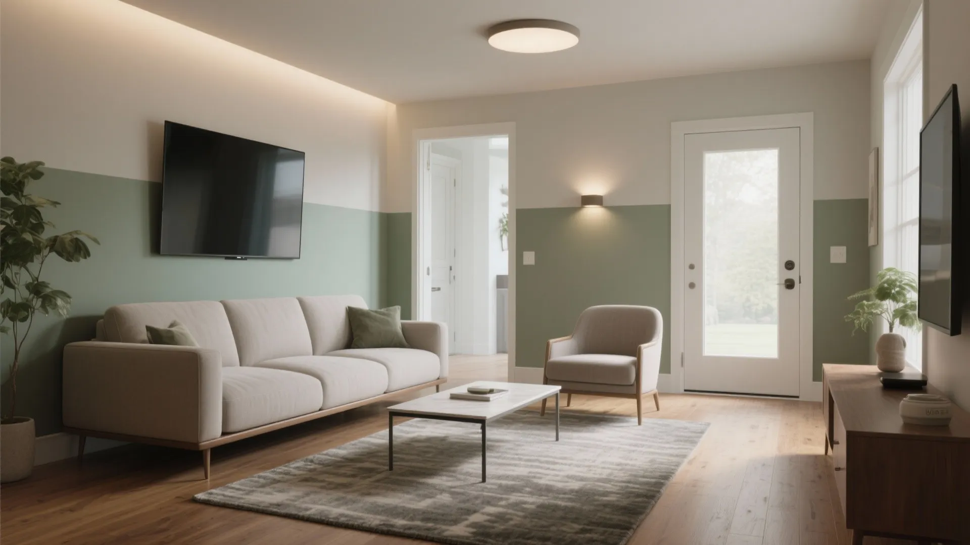 Sofa-led layout that protects the path