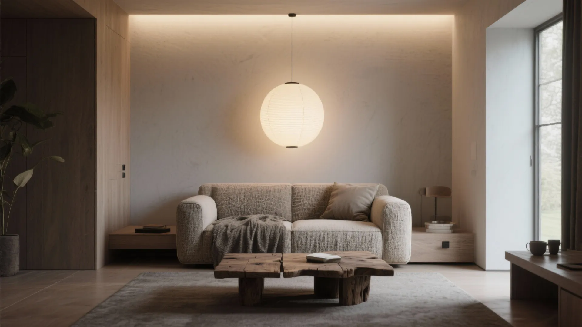 3. Create depth over a compact sofa or banquette