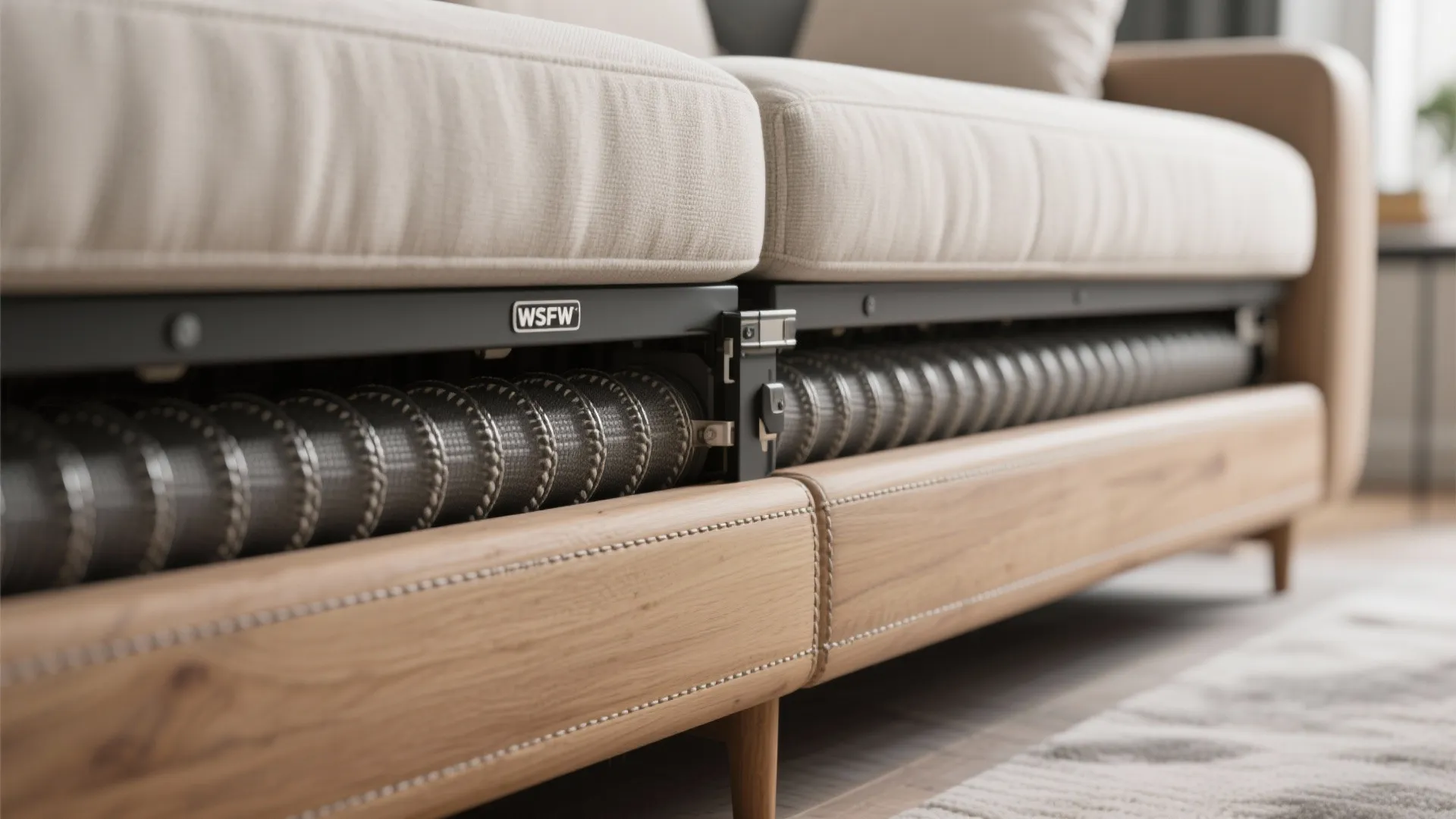 Multi-use furniture: sofa-bed plus nesting tables