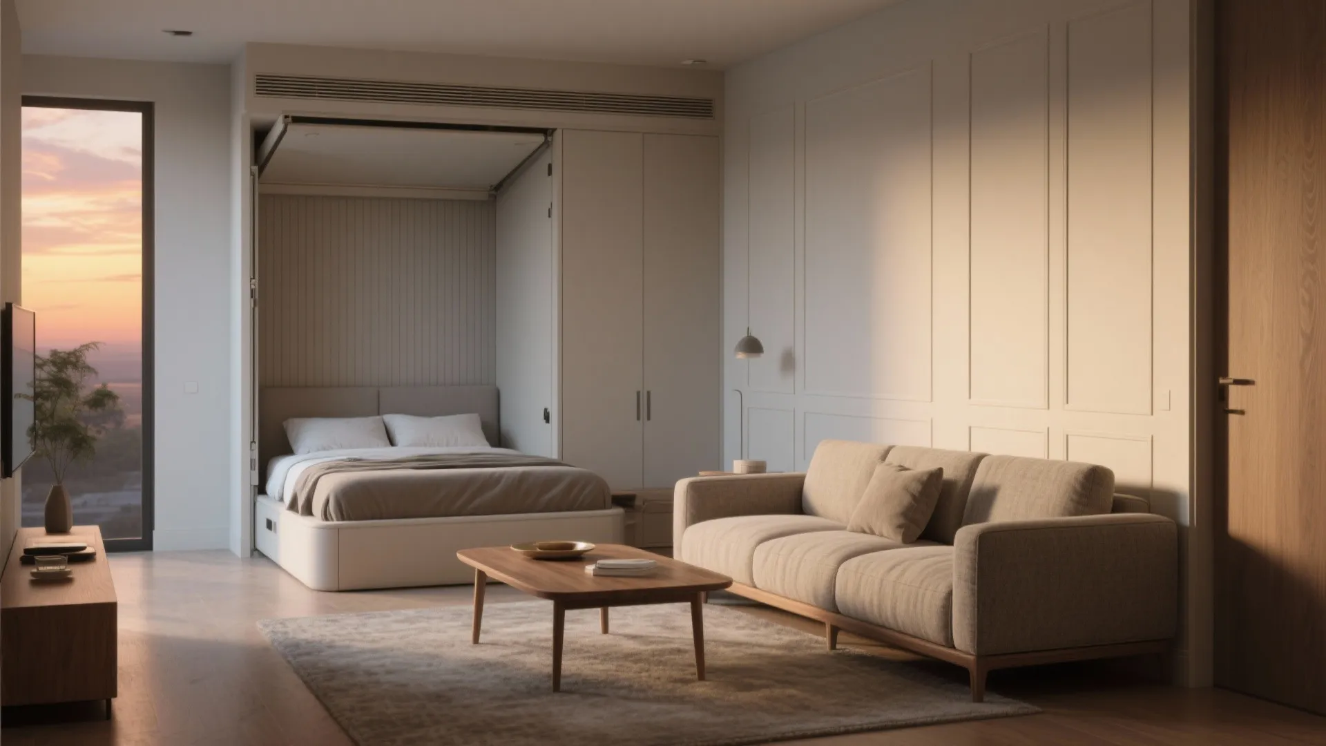 Sofa-Murphy Hybrid: Lounge by Day, Guest Suite by Night