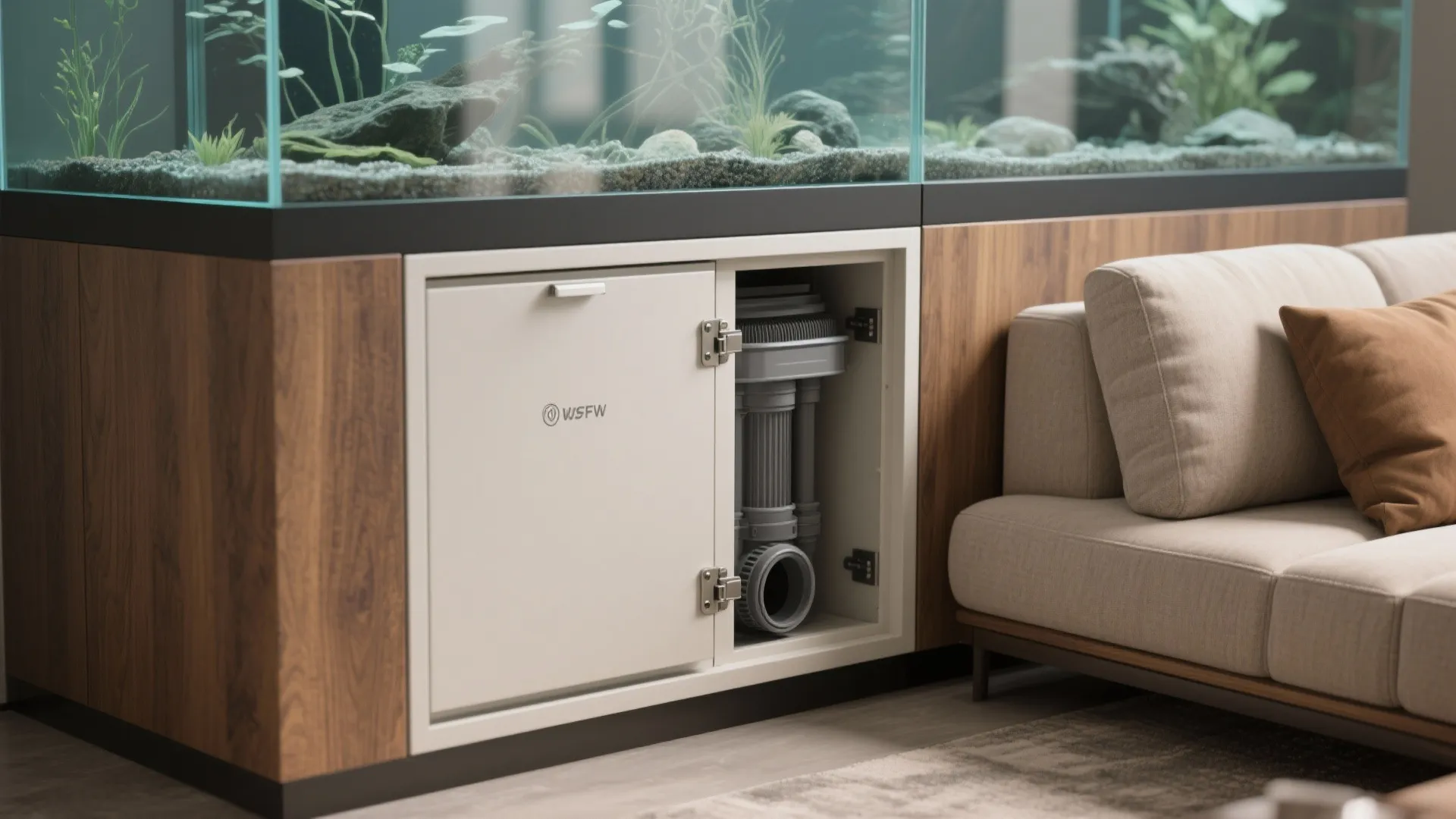 1. Built-in Aquarium Sofa Partition