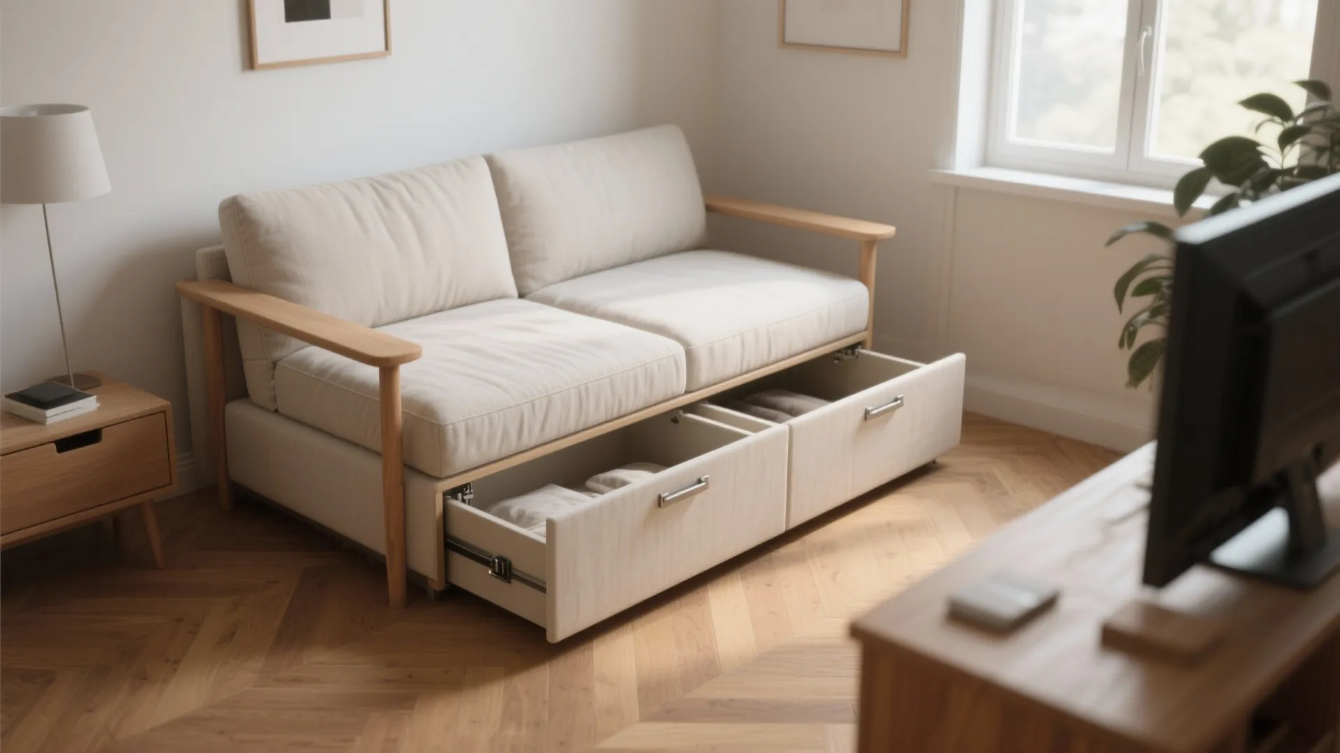 1. Choose a multifunctional sofa with hidden storage