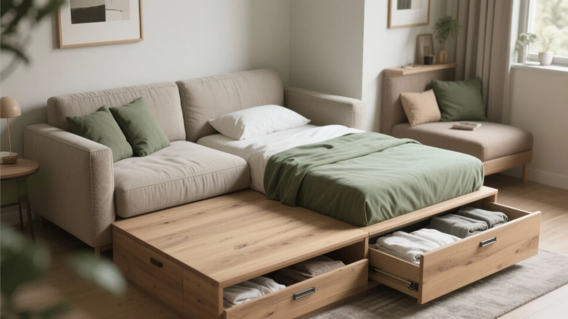 1. Multipurpose Seating: Sofa beds and storage benches
