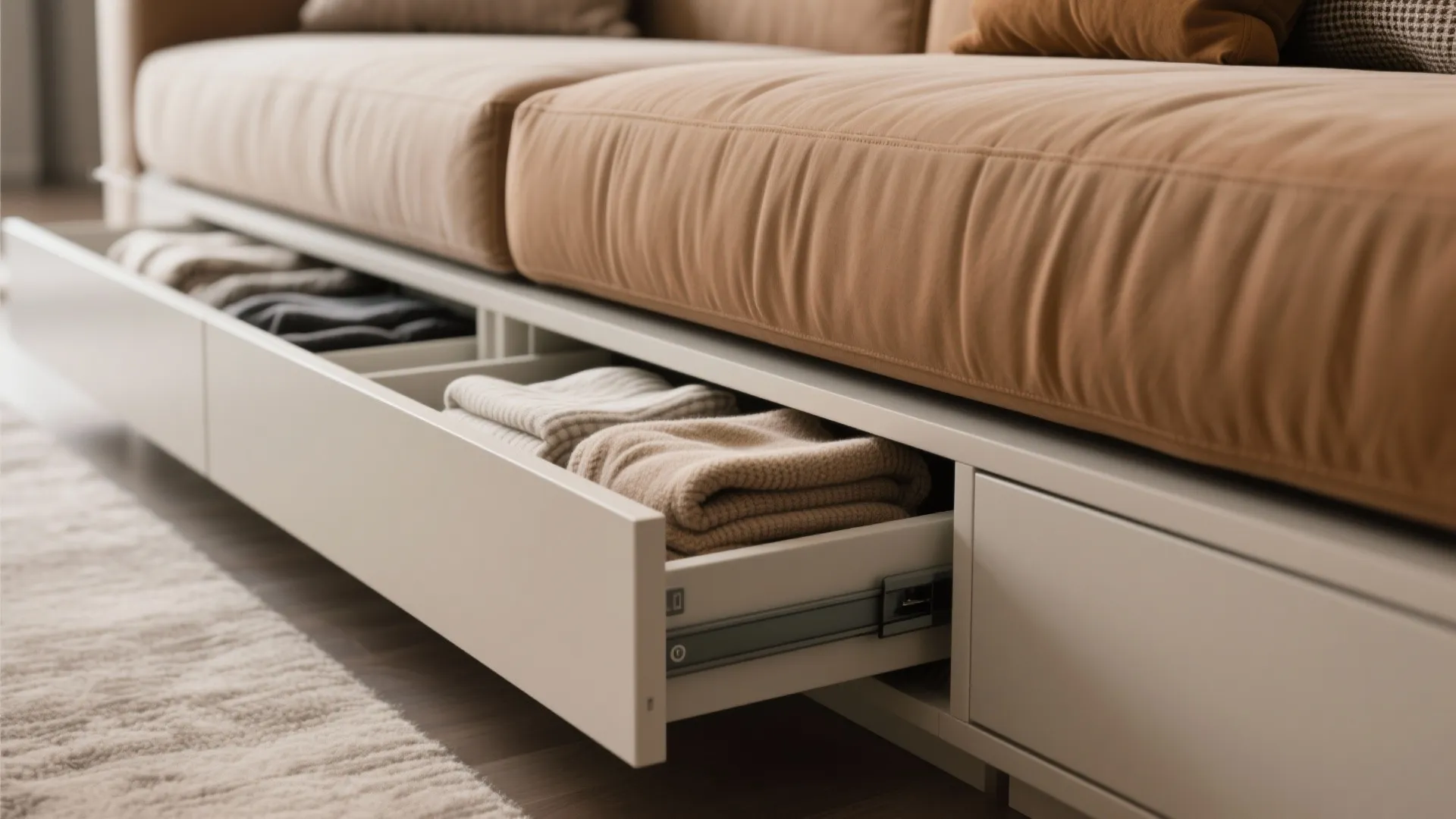 5. Built-in Storage Under the Sofa