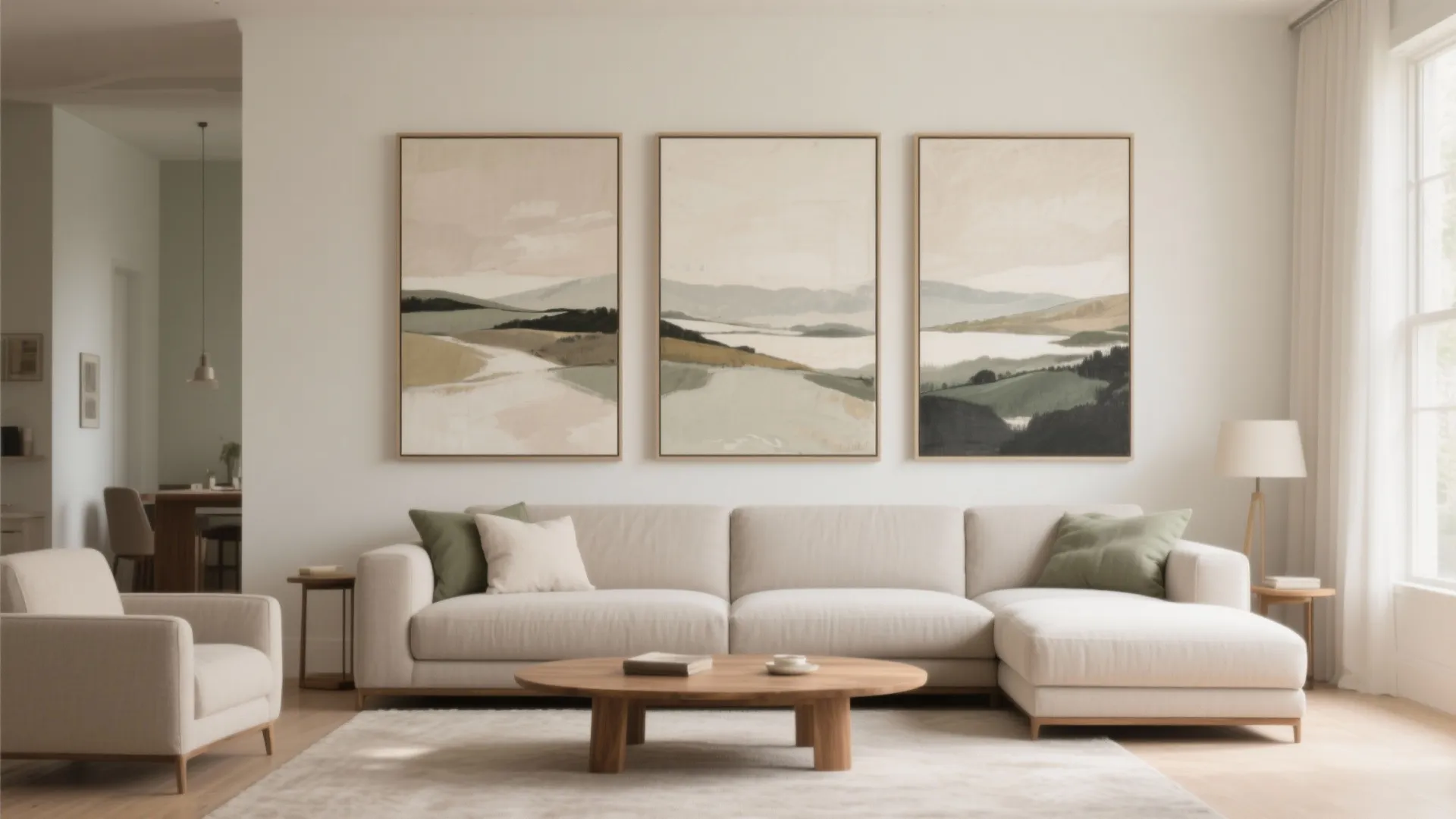 Diptych or Triptych That Spans the Sofa