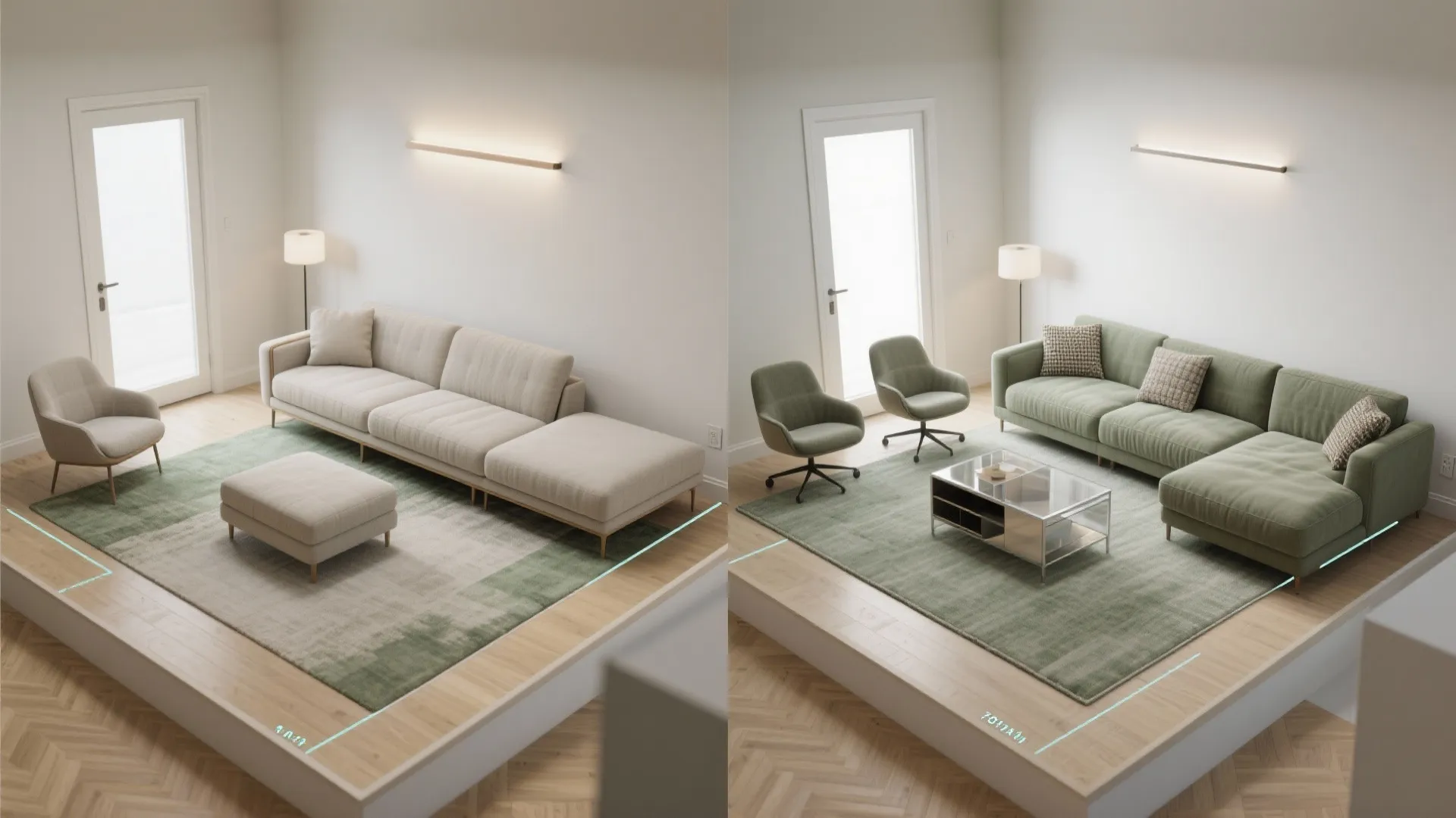 Idea 3: Compact L-sectional or sofa + two swivels