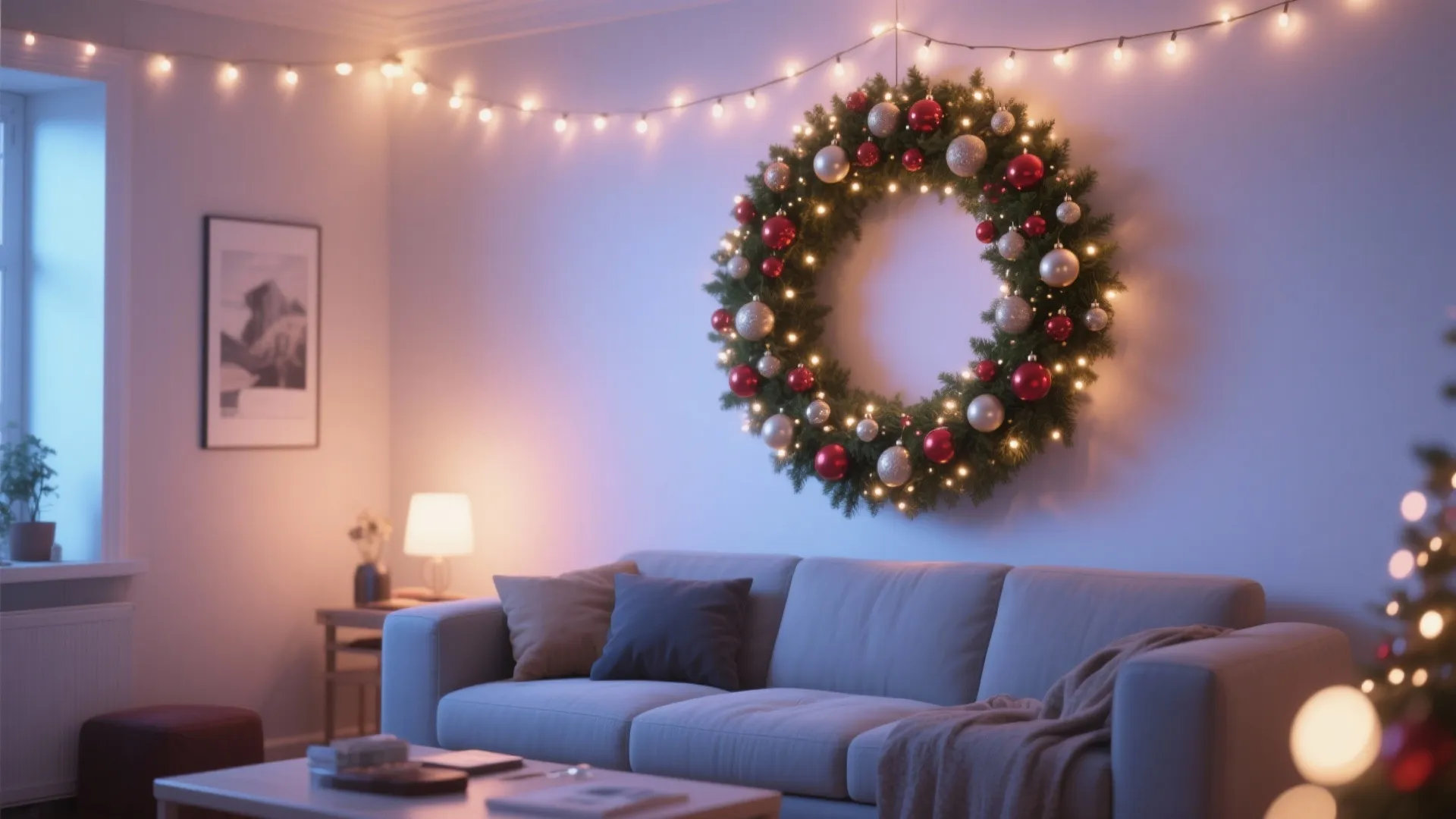 3. Over-the-Sofa Wreath Arrangement