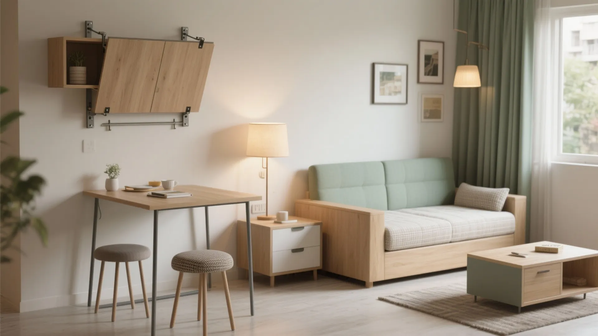 Fold-away dining and a sofa-bed combo
