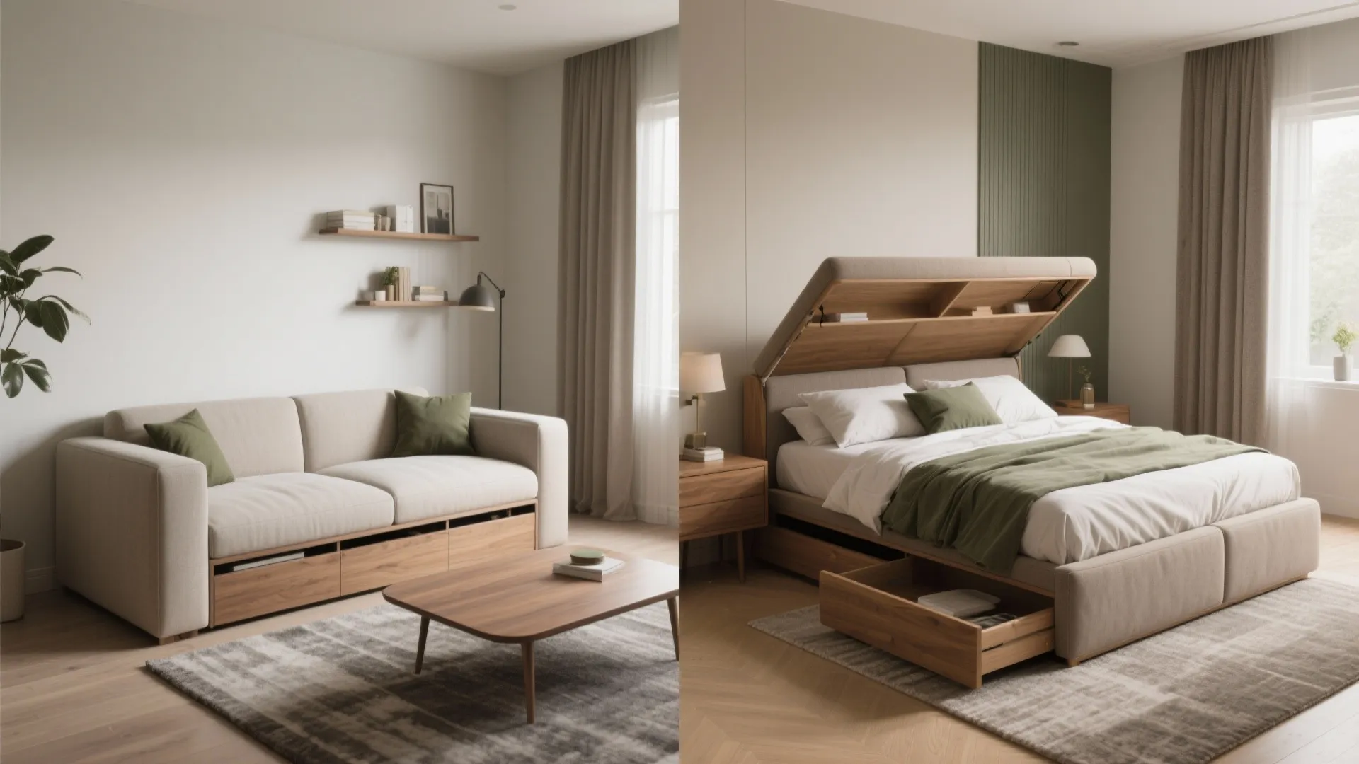 Convertible Sofa Bed with Hidden Storage
