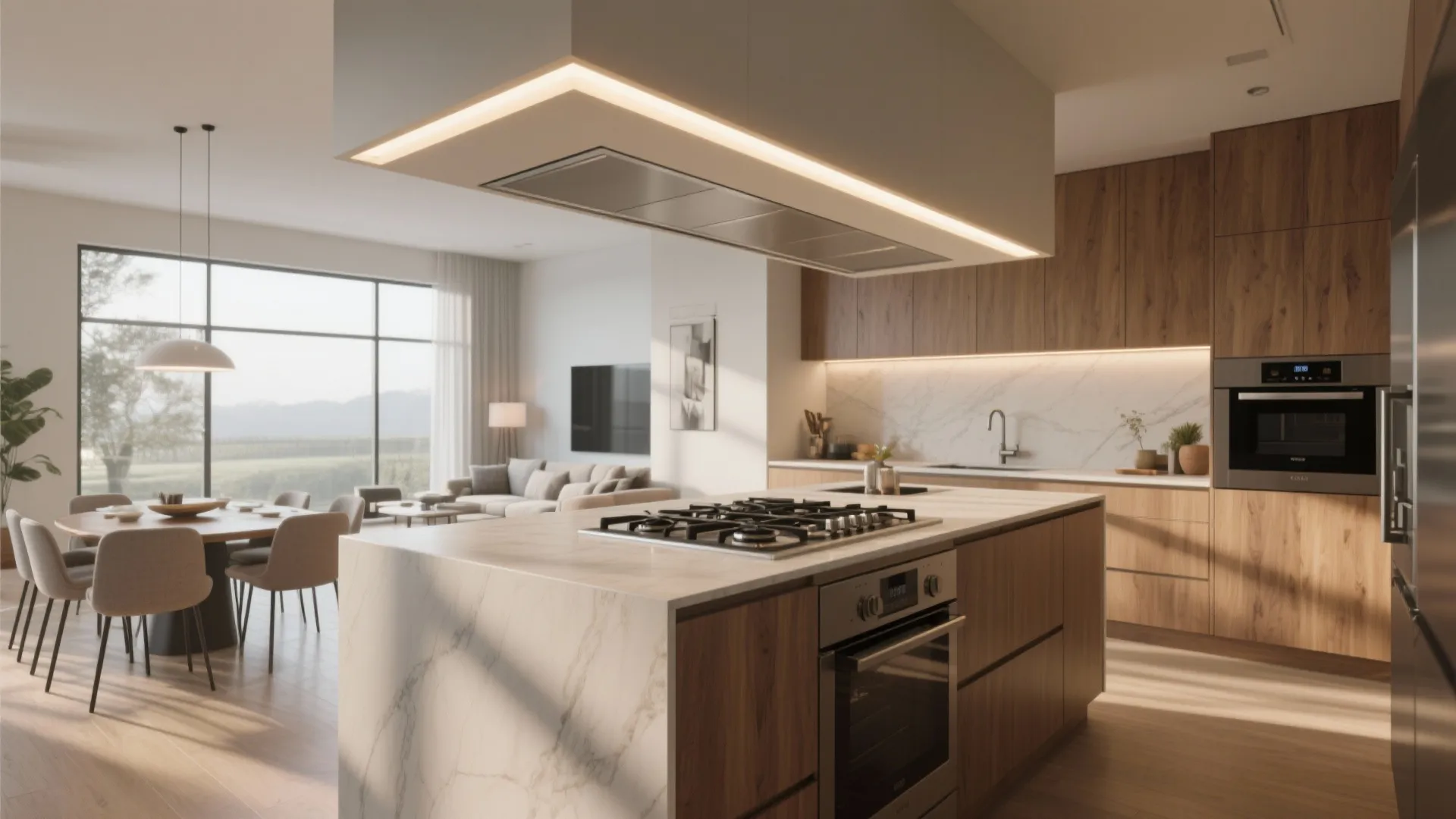 3. Soffit as a visual divider for multi-zone kitchens