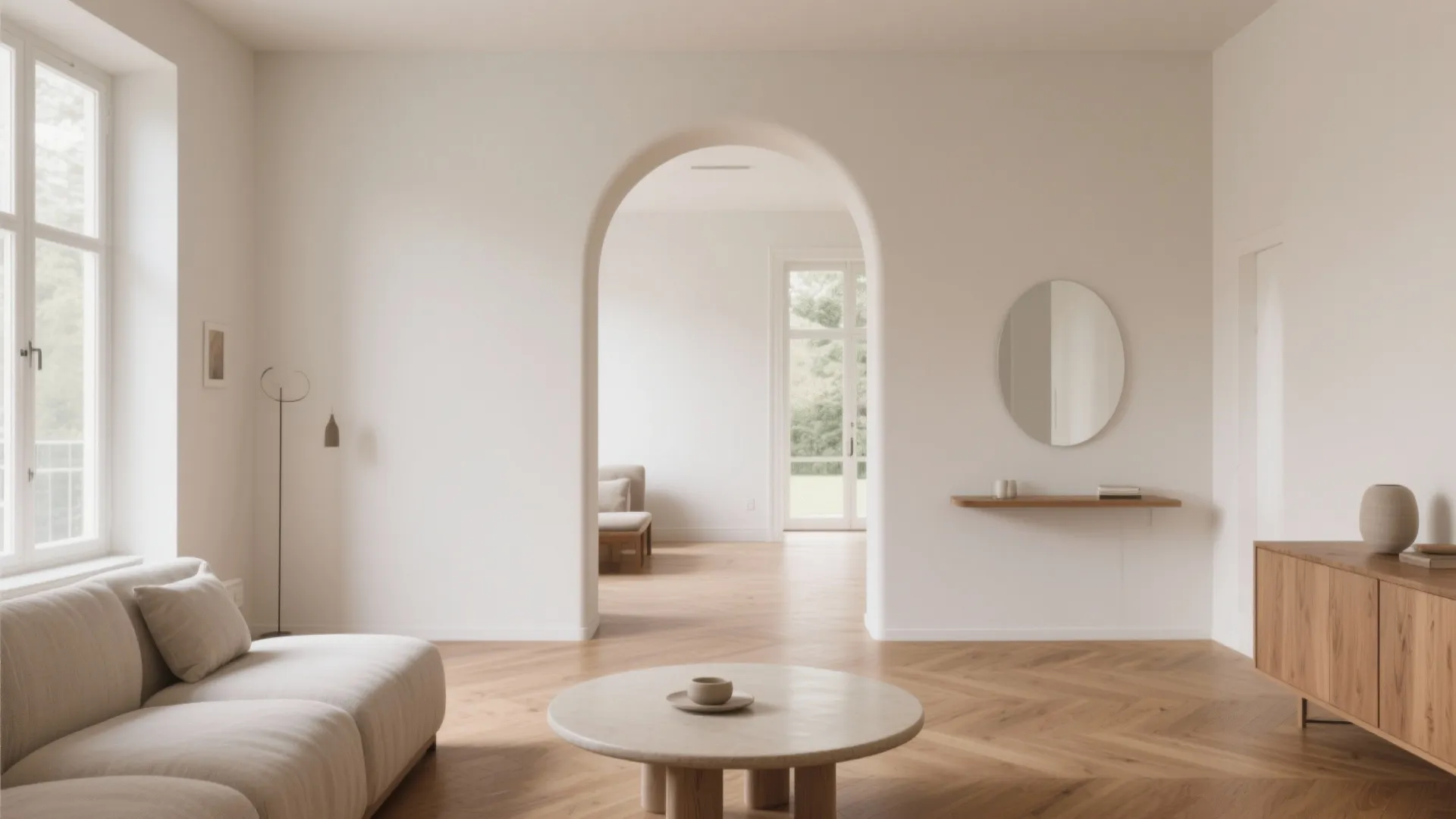 Soft Arched Doorway to Brighten Sightlines