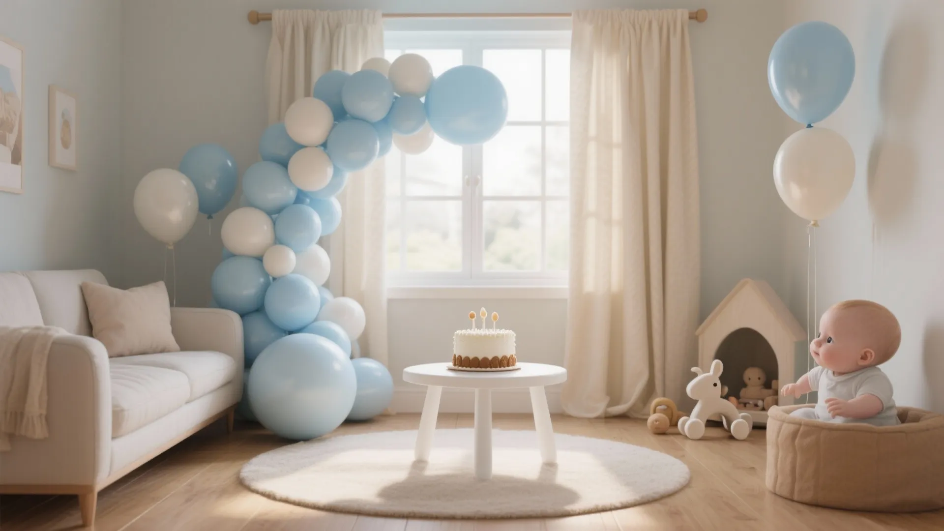 Soft Blue & Neutrals Balloon Arch