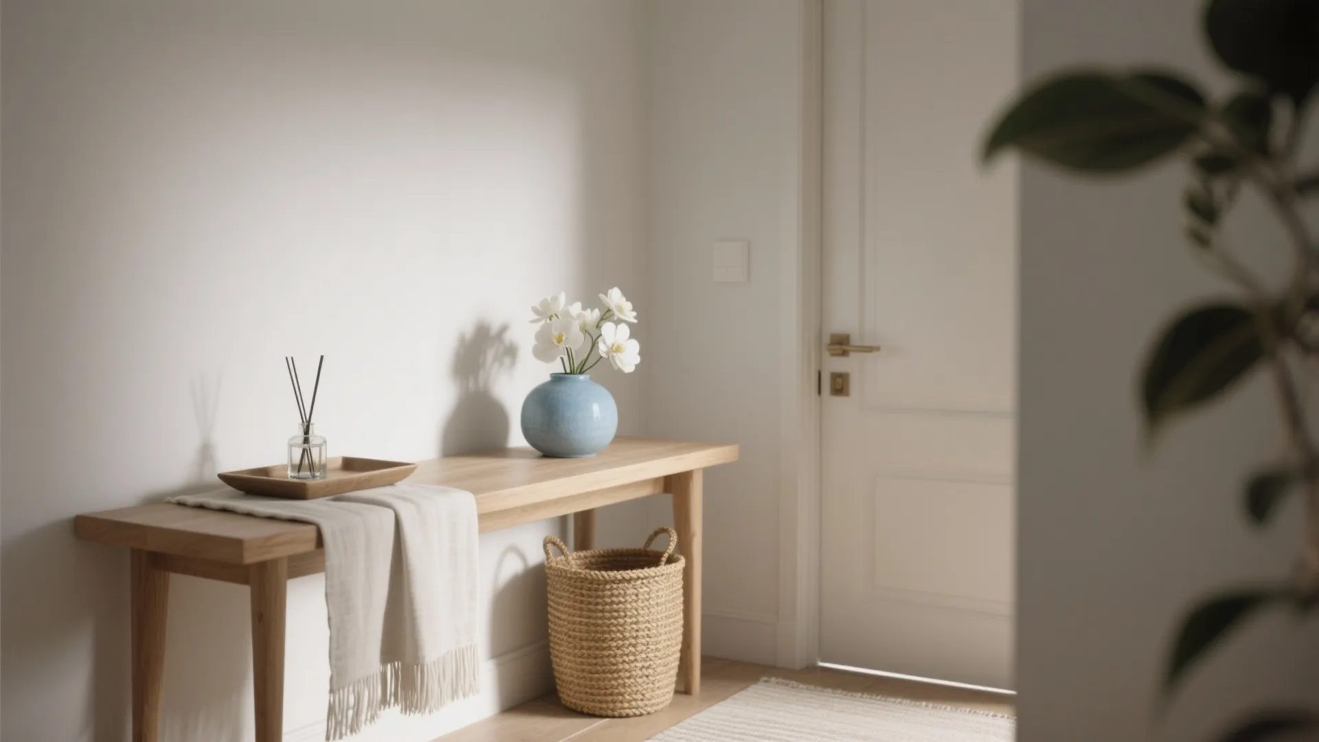 Soft Blue + Neutral Entry Moment