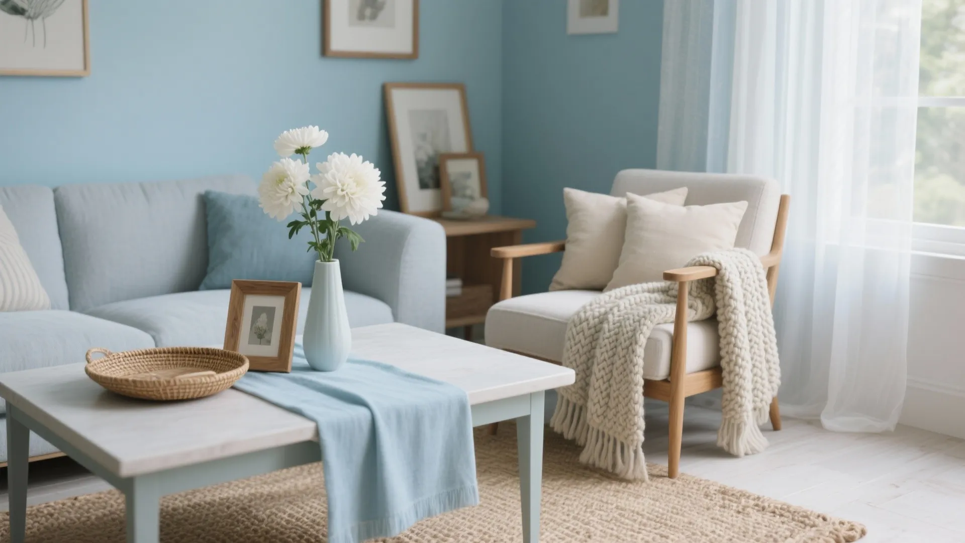 Soft blue palette with layered textures