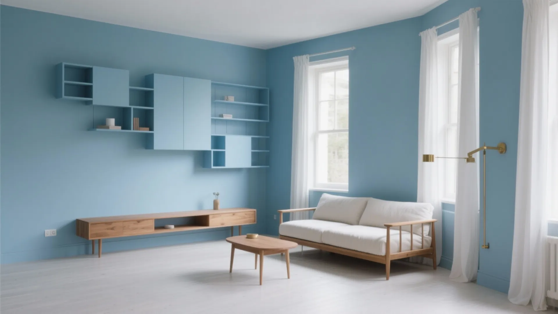 Soft Blue Minimalism for Small Rooms