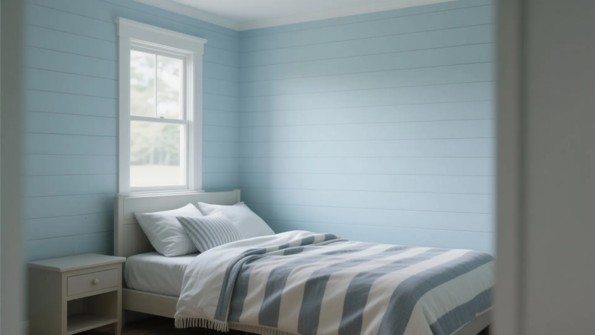 2. Soft blues and muted stripes