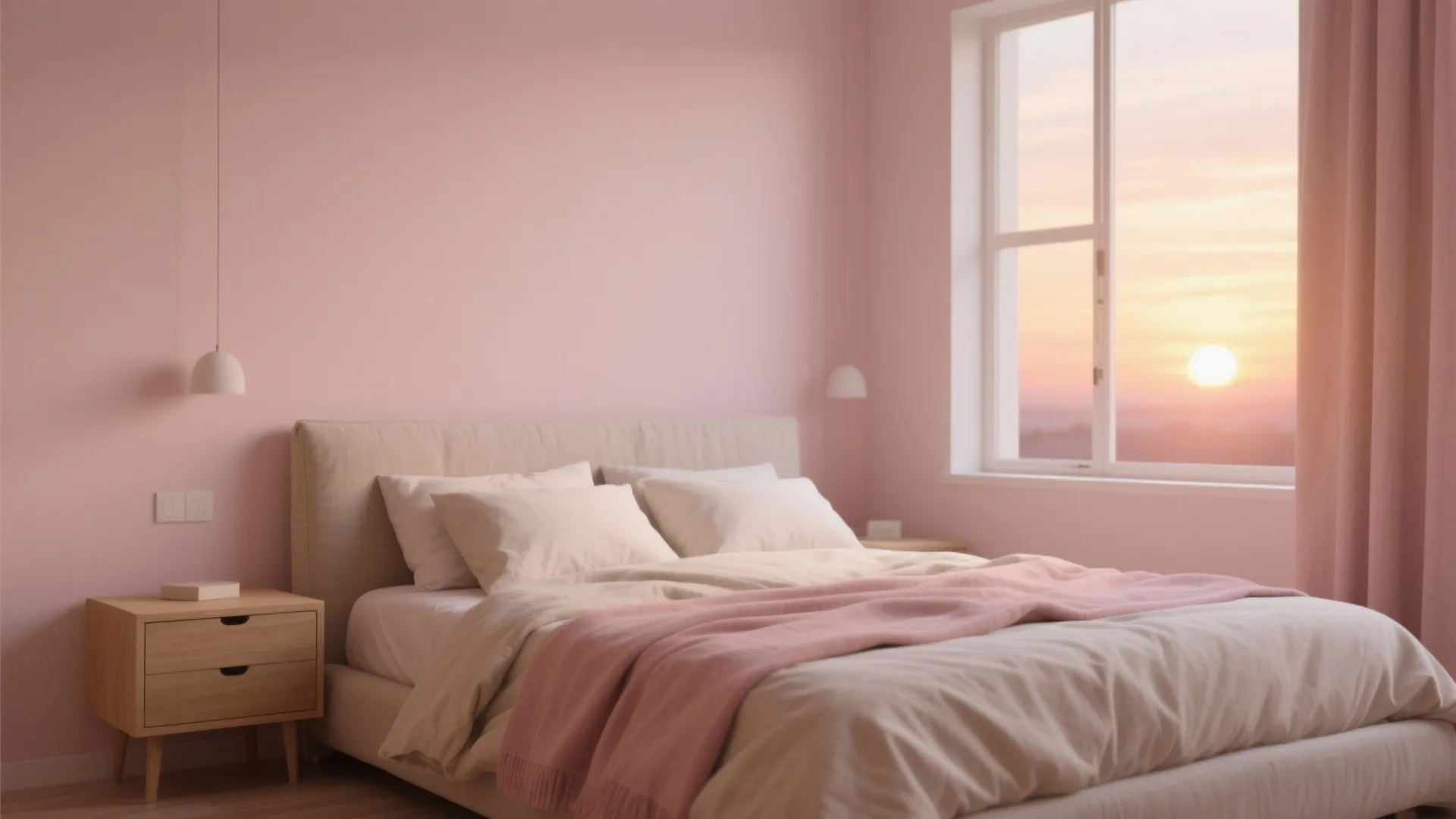 Soft Blush Minimalist Bedroom