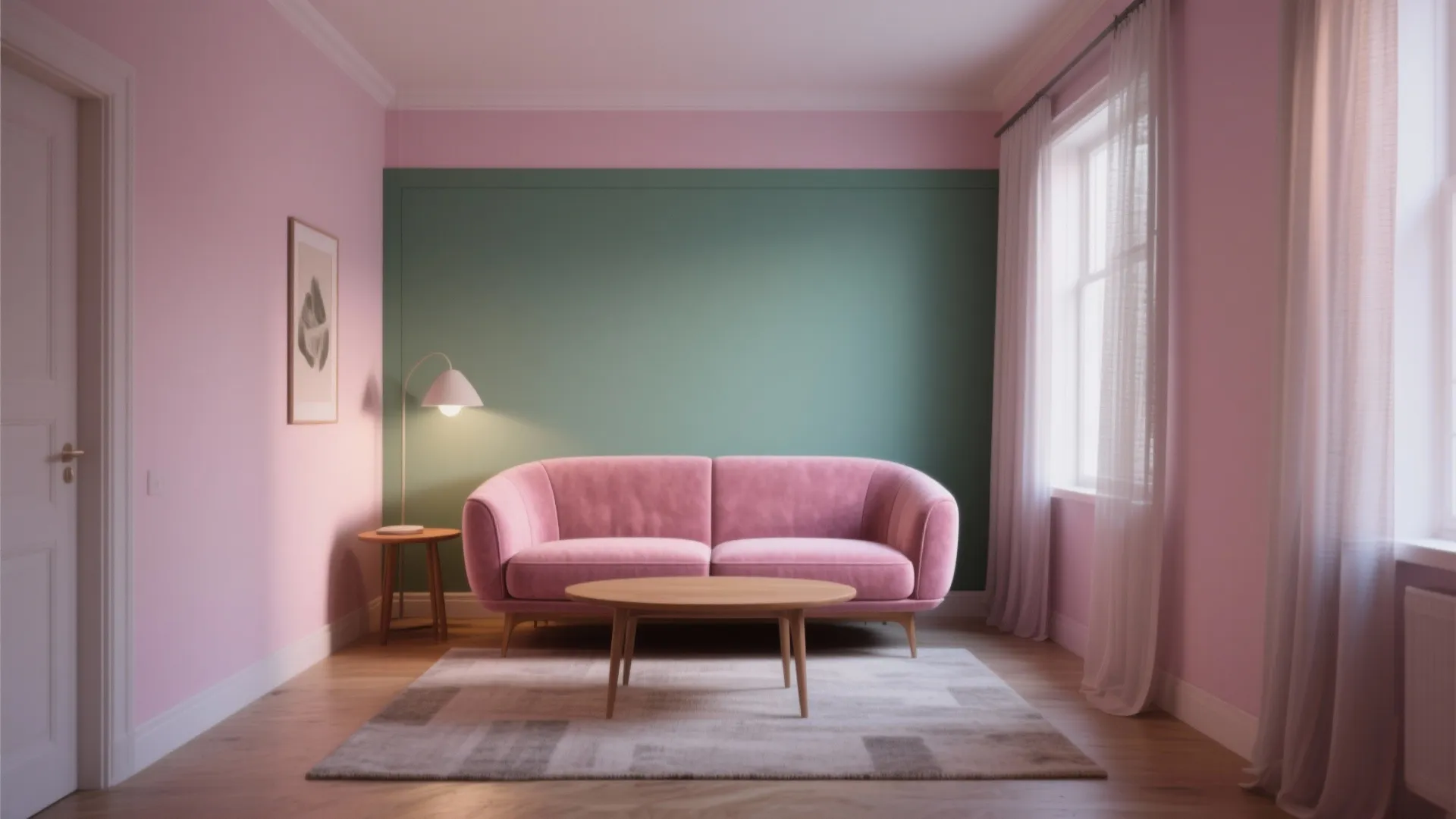 1. Soft Blush + Sage Accent Wall