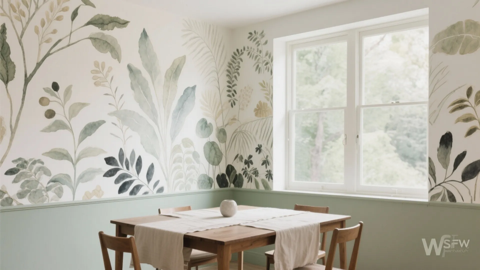 4) Soft murals and large-scale botanical washes