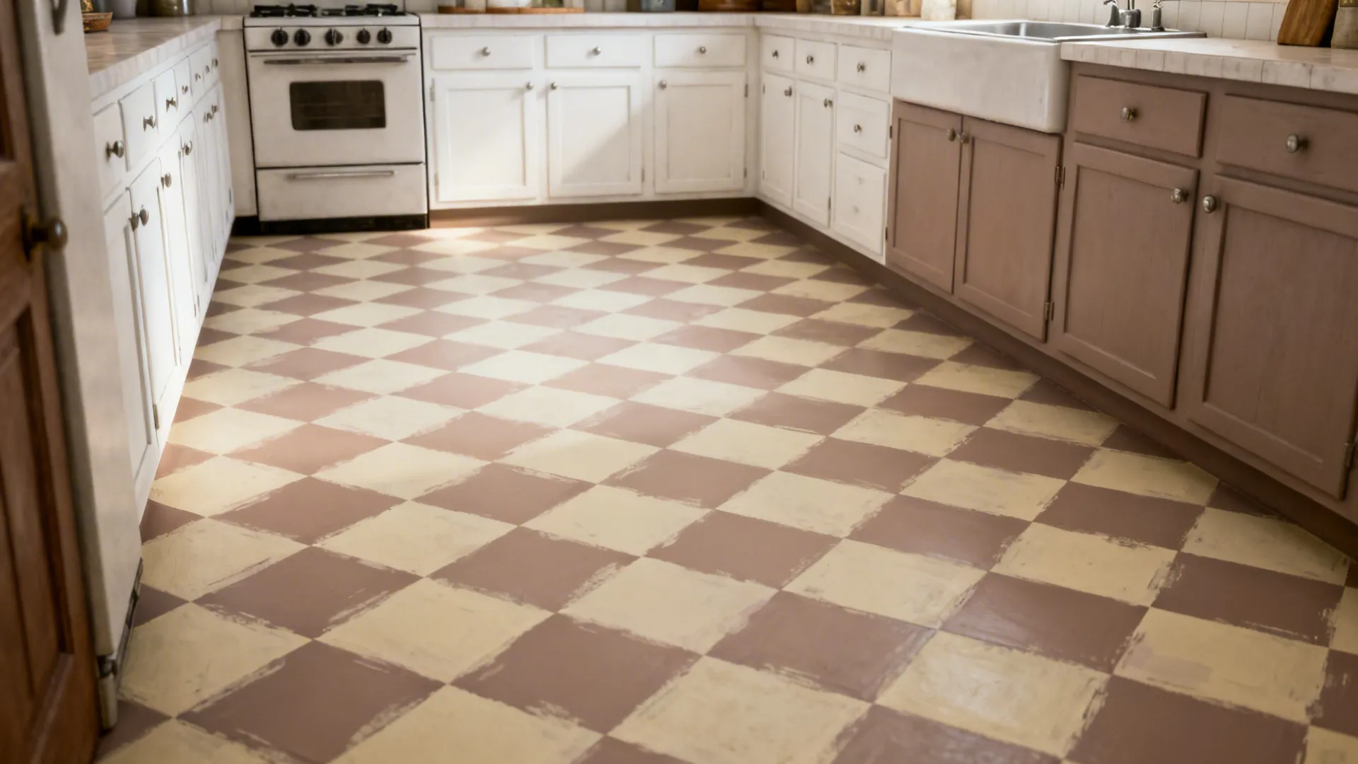 Hand-Painted Checkerboard Floors with Soft Edges
