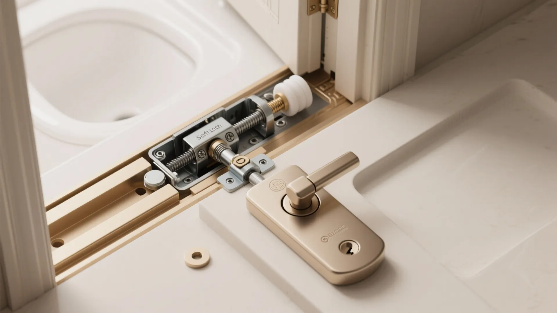 5. Soft-close latch with integrated stop